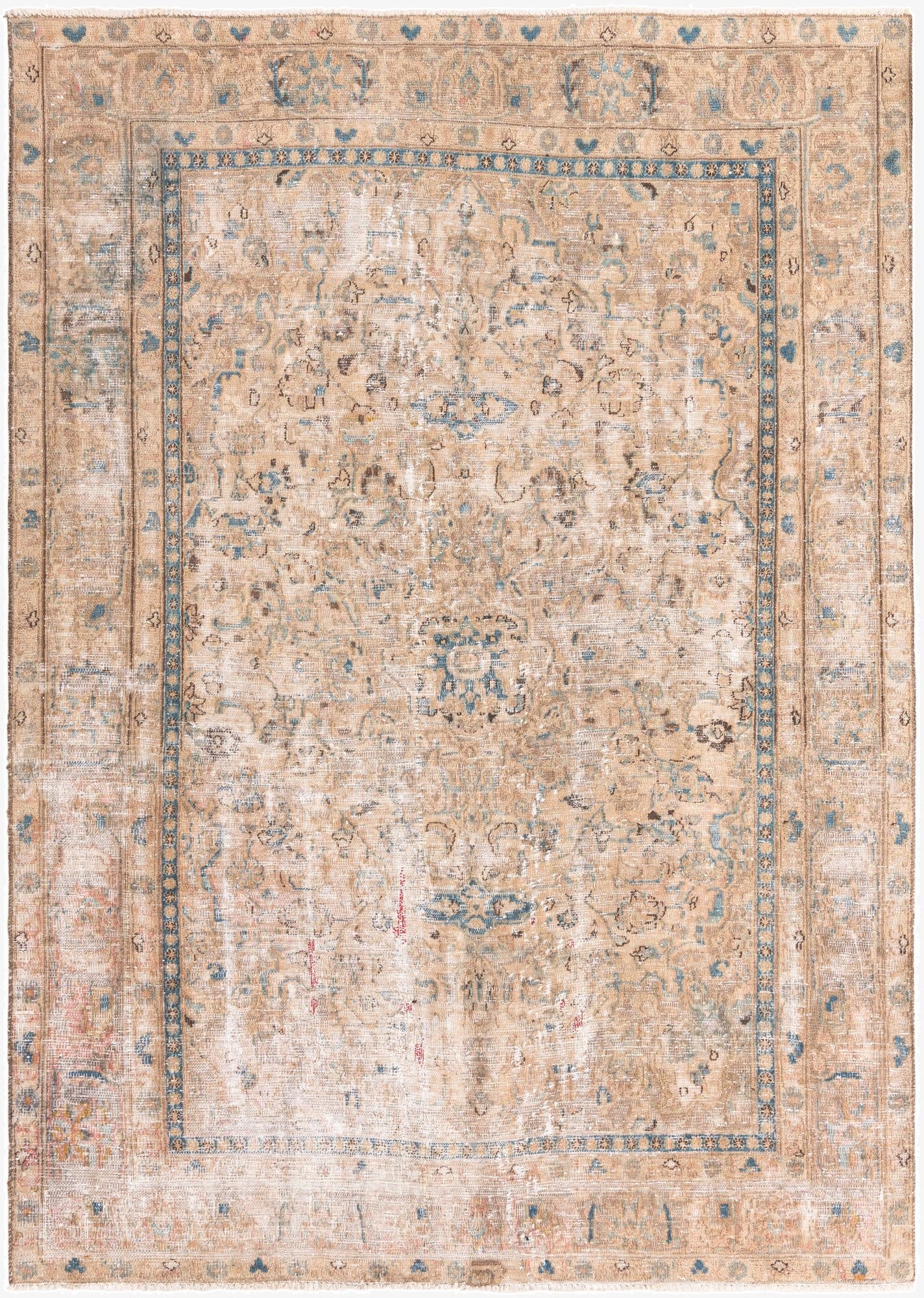  6' 1 x 8' 9  Hand Knotted Ultra Vintage Persian Wool Rug