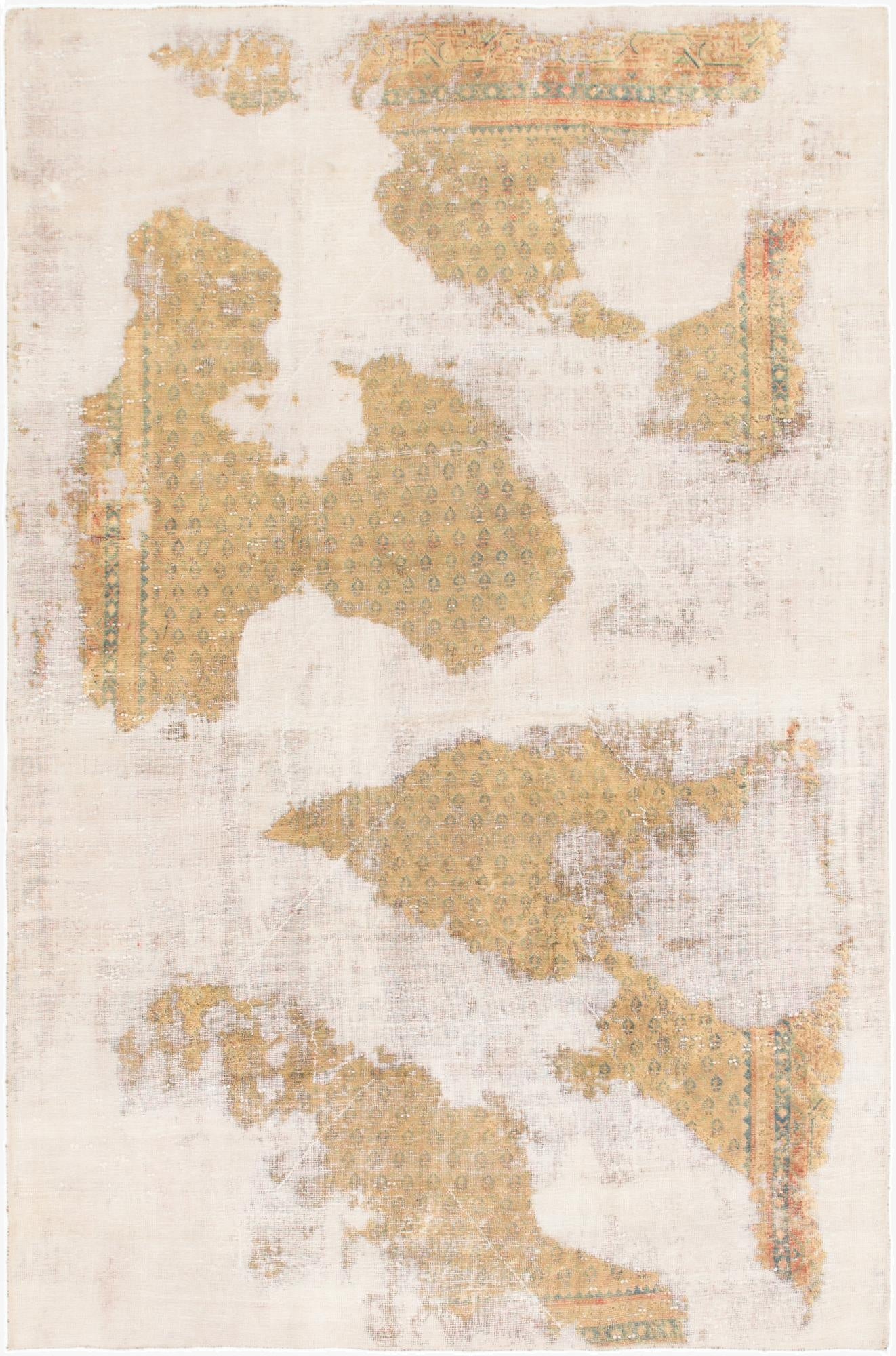  5' 10 x 9'  Hand Knotted Ultra Vintage Persian Wool Rug