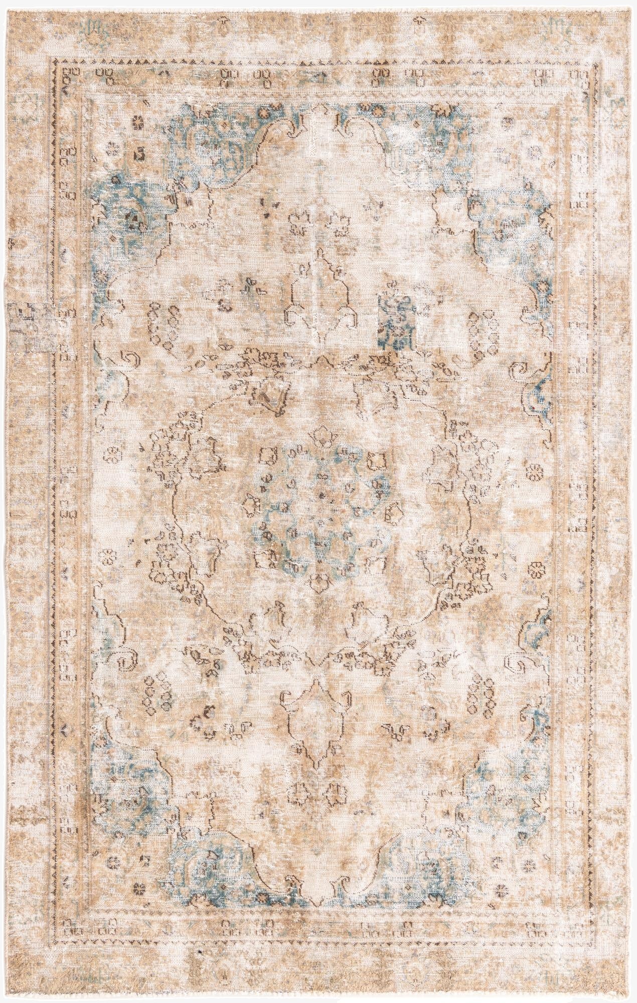  5' 7 x 8' 9  Hand Knotted Ultra Vintage Persian Wool Rug