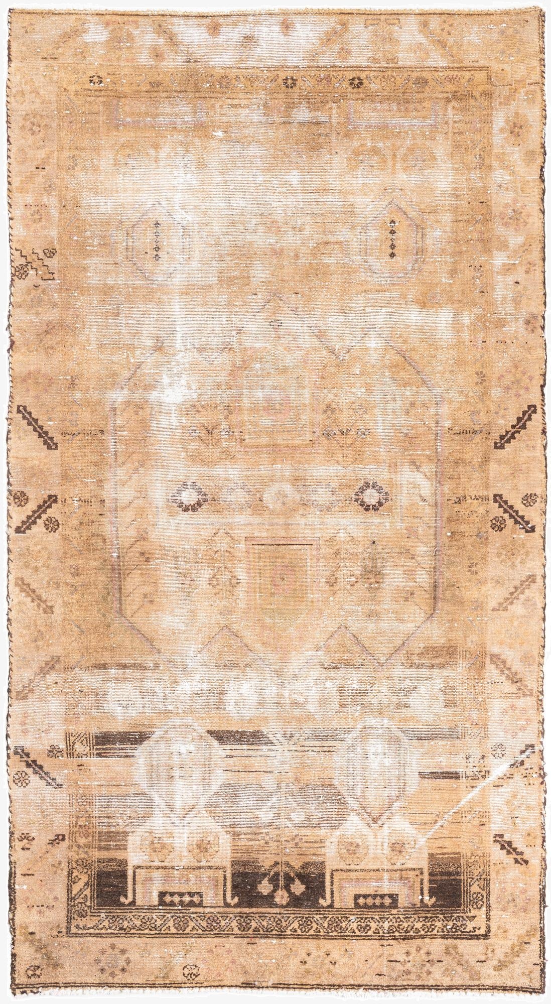  4' 6 x 8' 5  Hand Knotted Ultra Vintage Persian Wool Rug