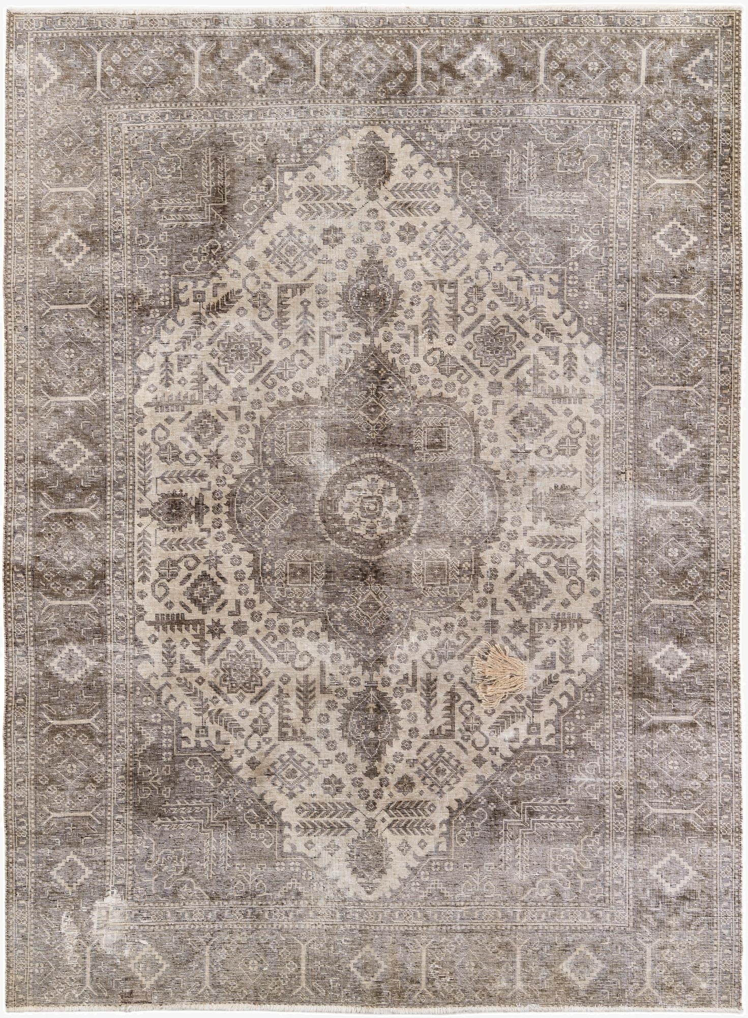  6' 7 x 9'  Hand Knotted Ultra Vintage Persian Wool Rug