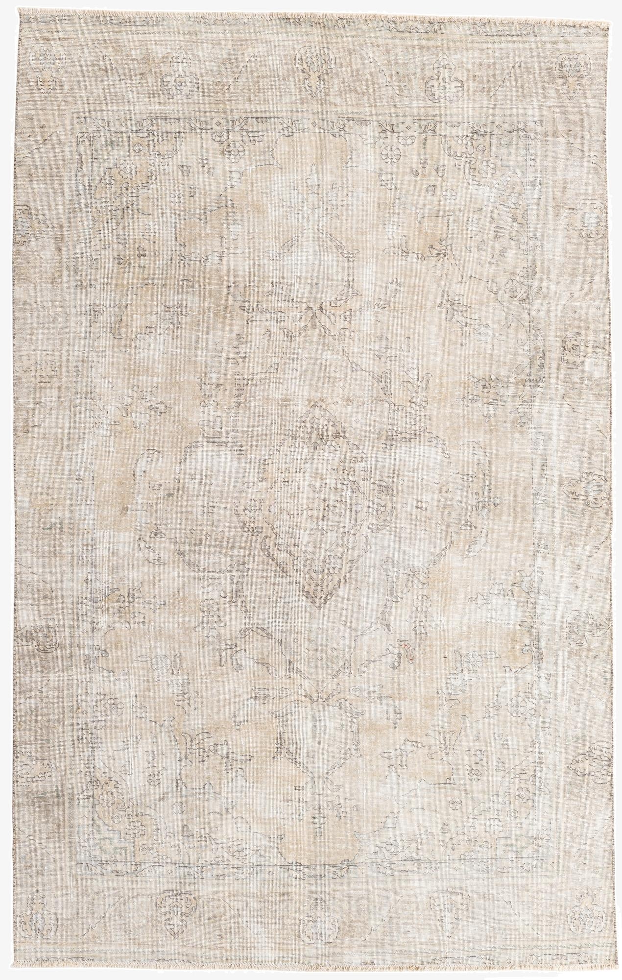  5' 9 x 9' 2  Hand Knotted Ultra Vintage Persian Wool Rug