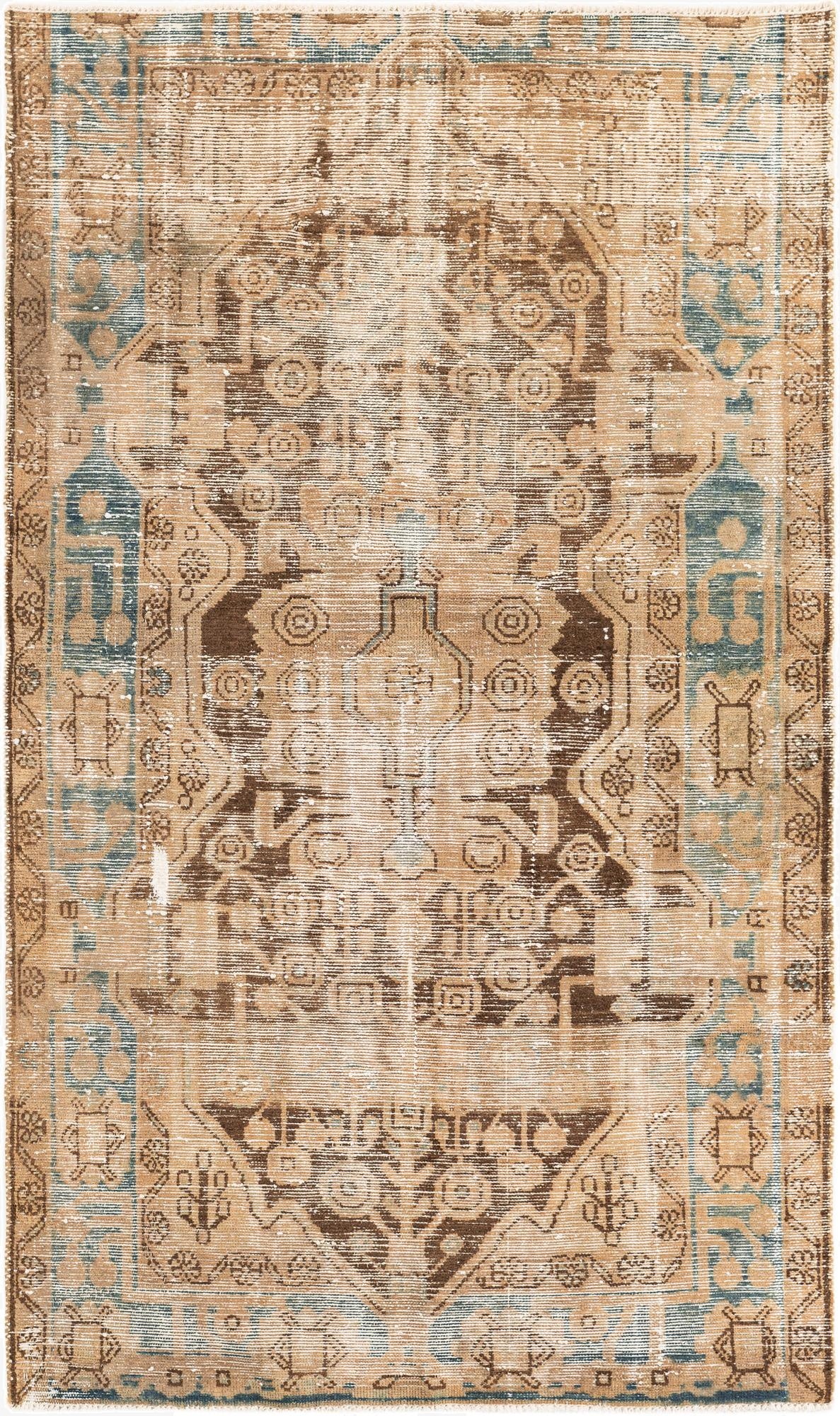  4' x 6' 8  Hand Knotted Ultra Vintage Persian Wool Rug