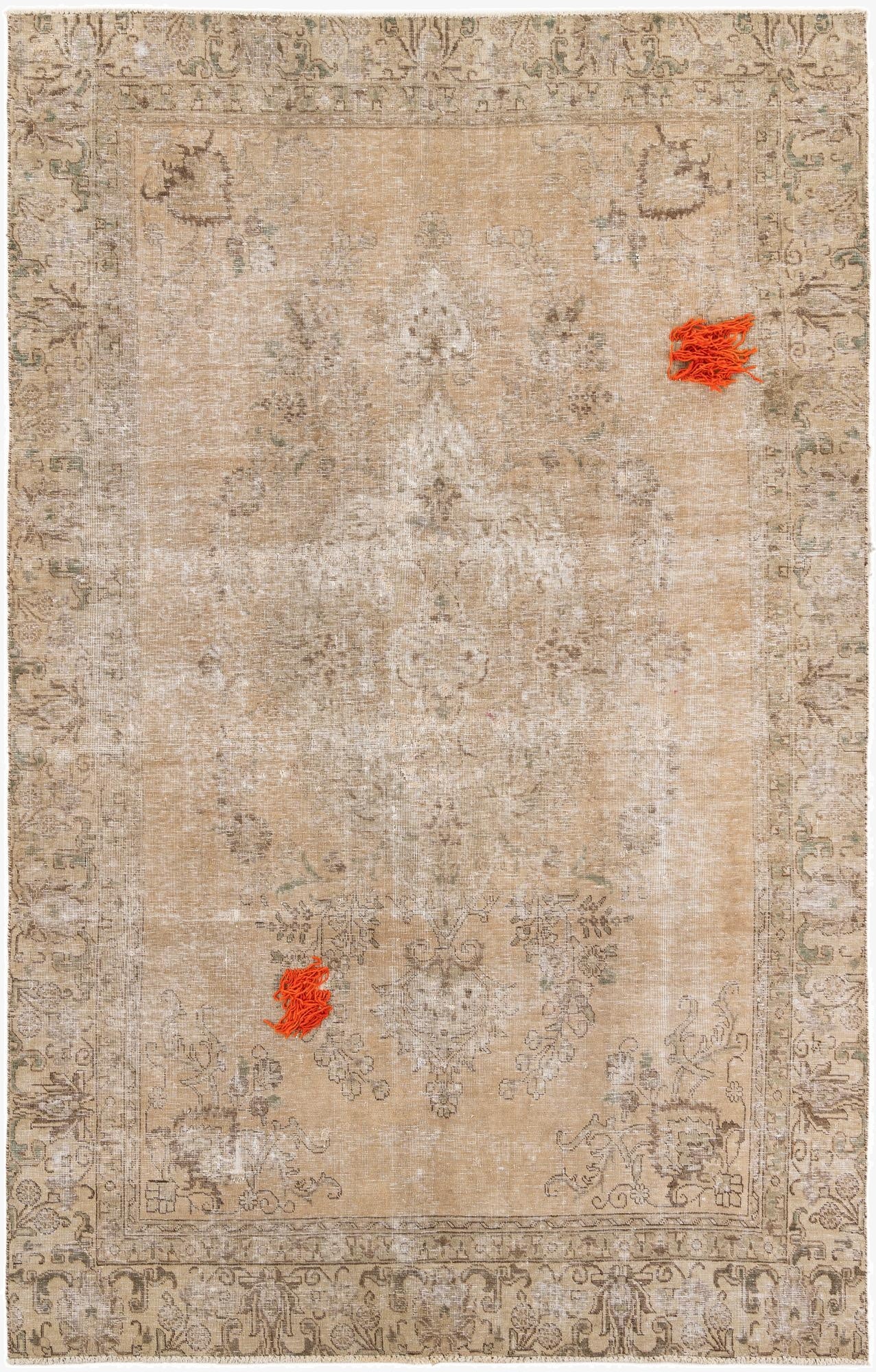  6' 6 x 10' 4  Hand Knotted Ultra Vintage Persian Wool Rug