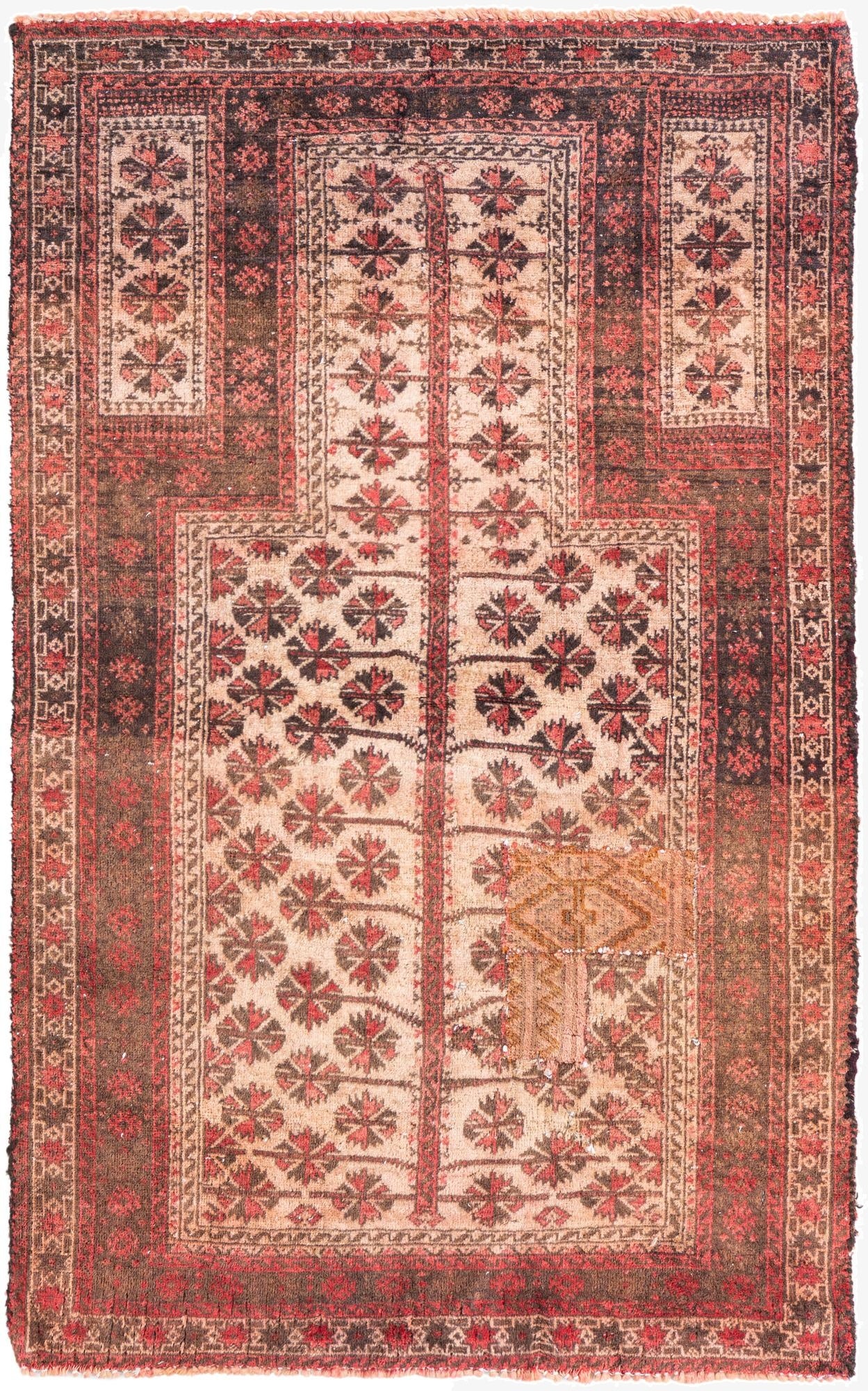  2' 7 x 4' 5  Hand Knotted Ultra Vintage Persian Wool Rug
