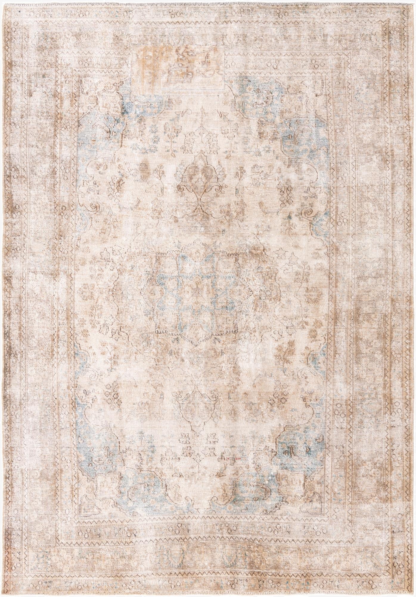  6' 6 x 9' 5  Hand Knotted Ultra Vintage Persian Wool Rug