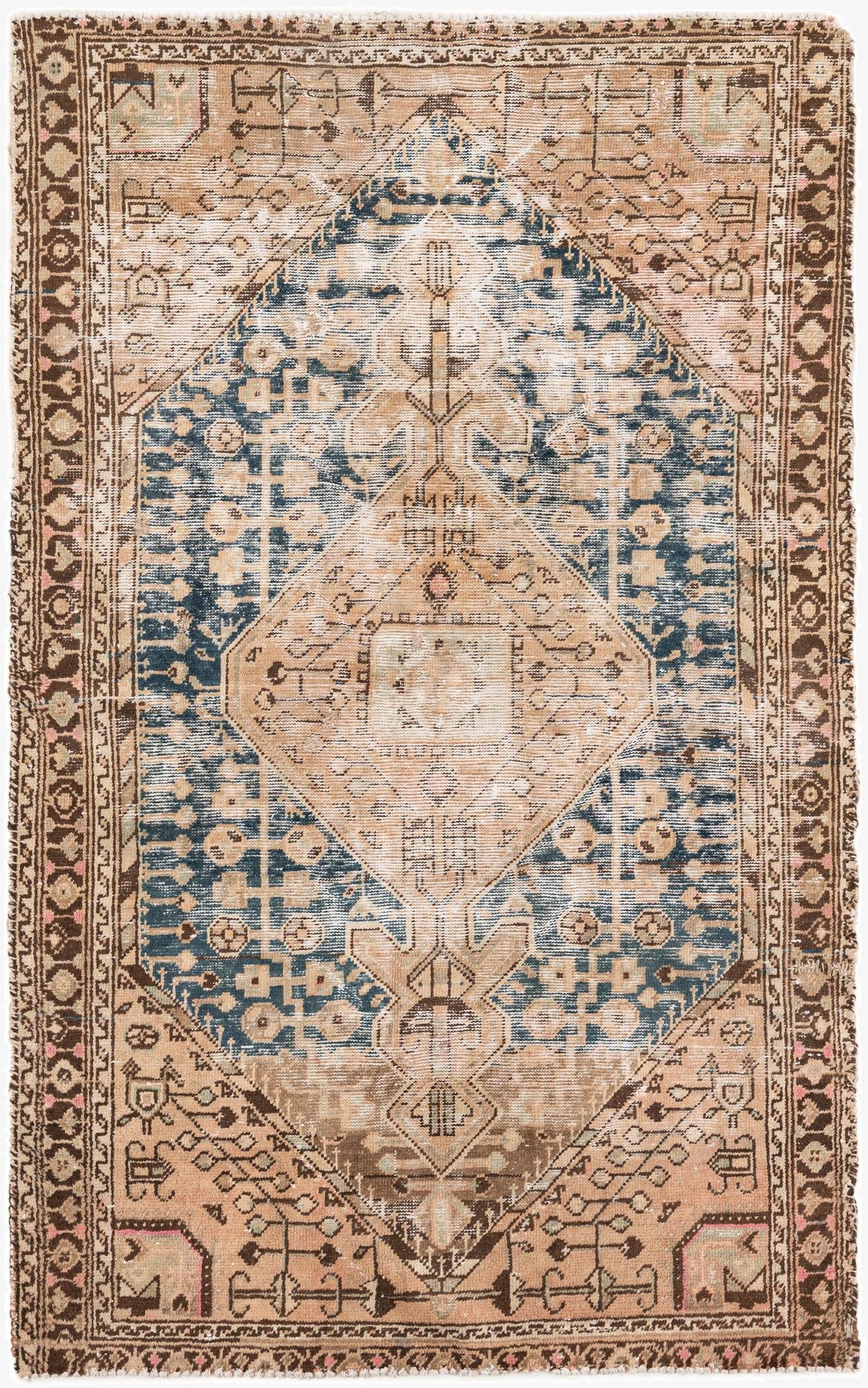  4' 4 x 7'  Hand Knotted Ultra Vintage Persian Wool Rug