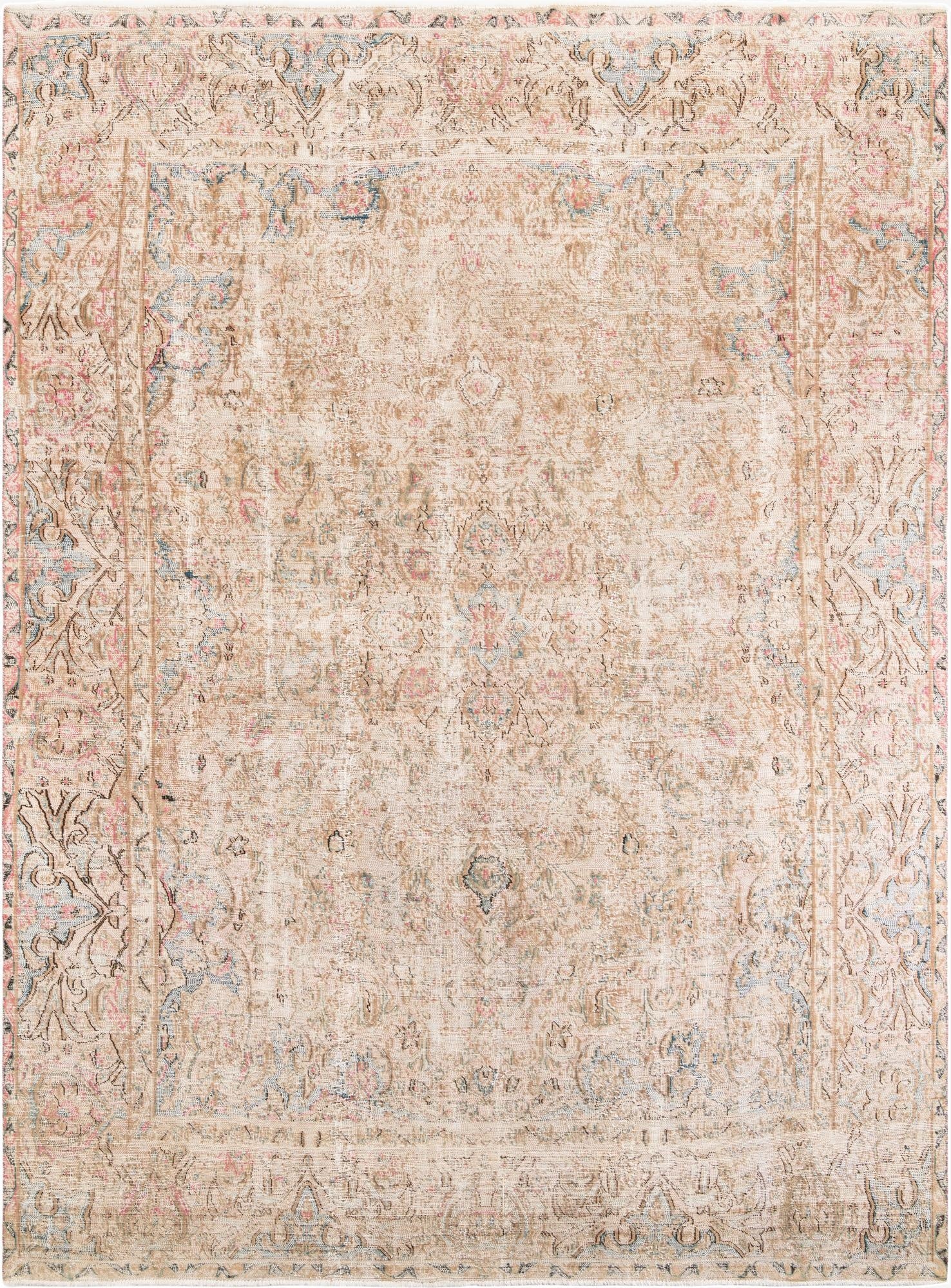  9' 3 x 12' 7  Hand Knotted Ultra Vintage Persian Wool Rug