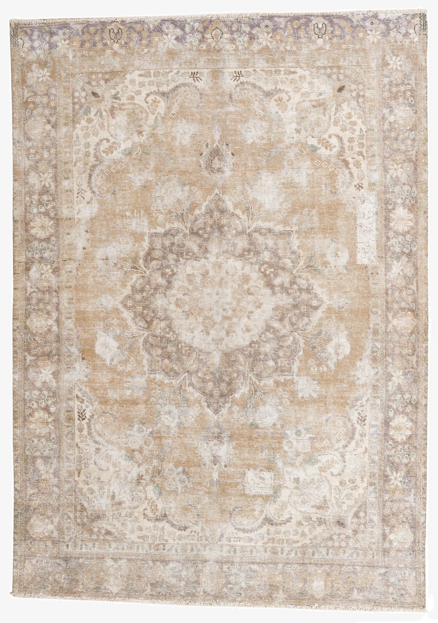 6' 8 x 9' 5  Hand Knotted Ultra Vintage Persian Wool Rug