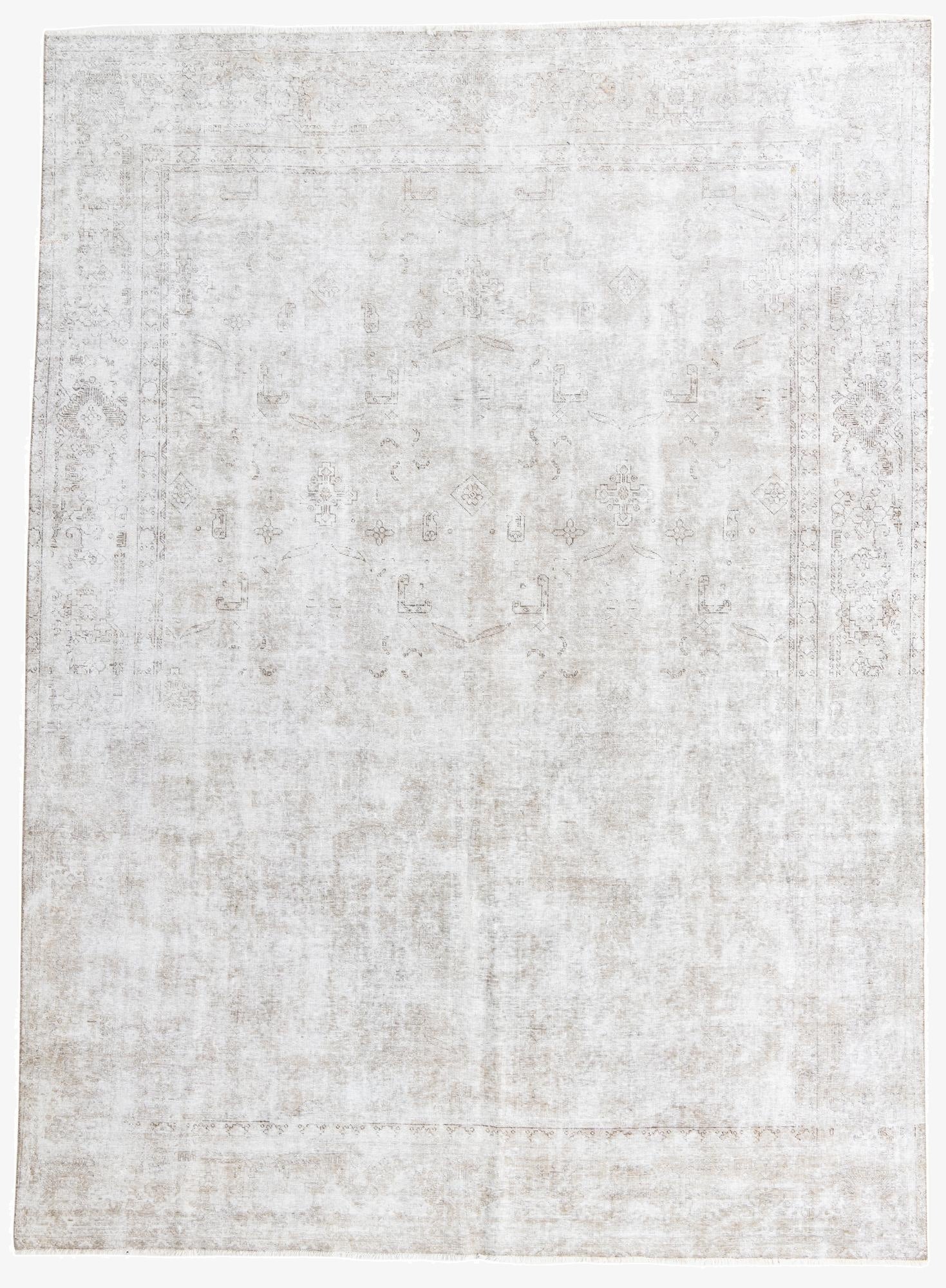 A 9x12 rectangular Rugs.com Ultra Vintage rug in browns, tans, and creams, featuring a faded Persian-style pattern.