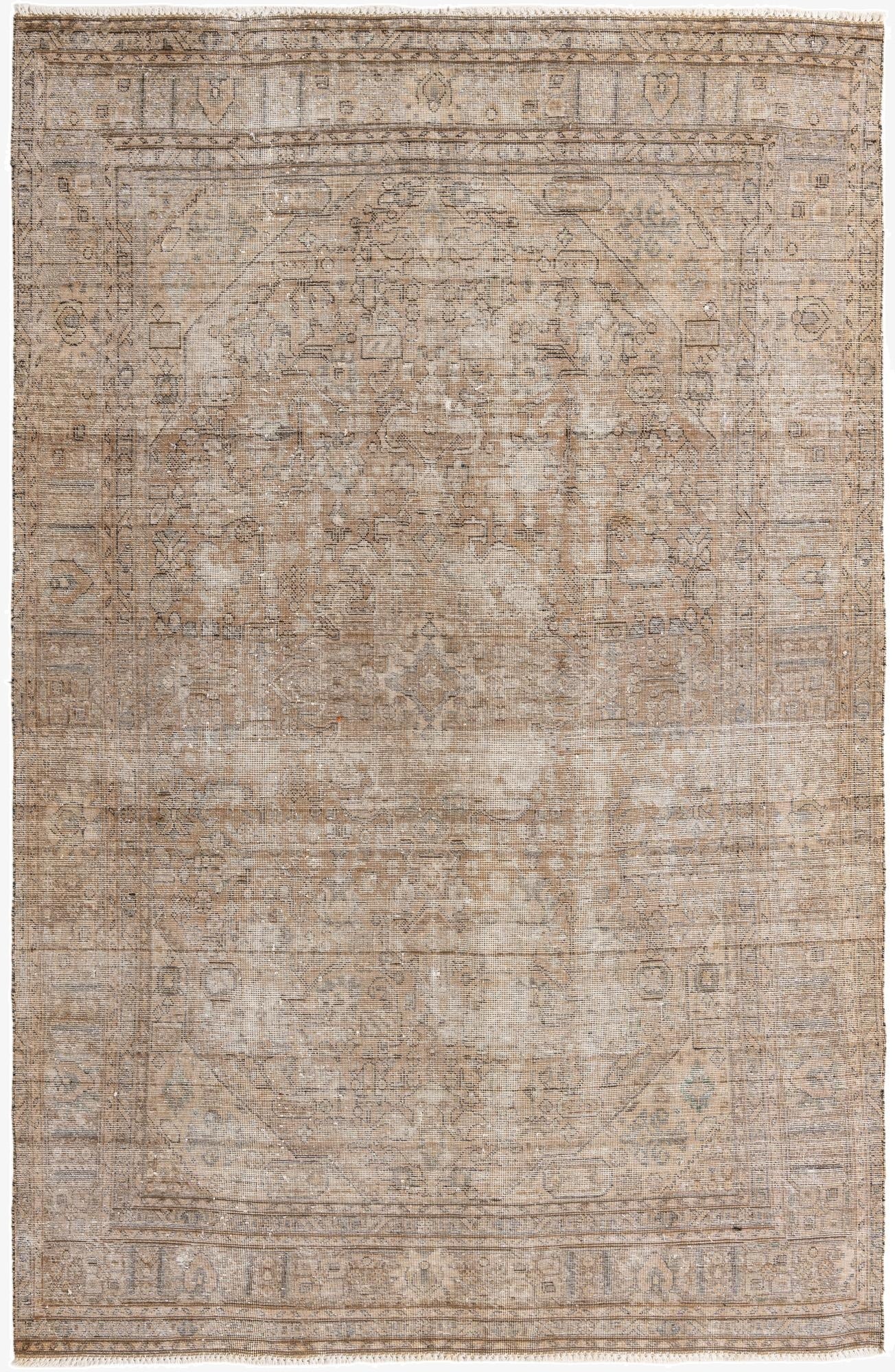  6' 3 x 9' 10  Hand Knotted Ultra Vintage Persian Wool Rug