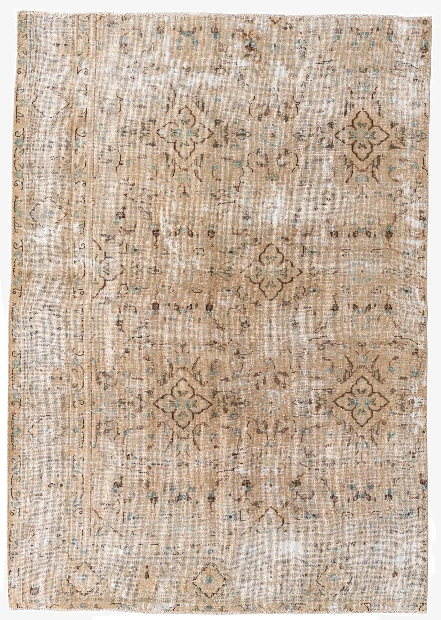  6' 4 x 9'  Hand Knotted Ultra Vintage Persian Wool Rug