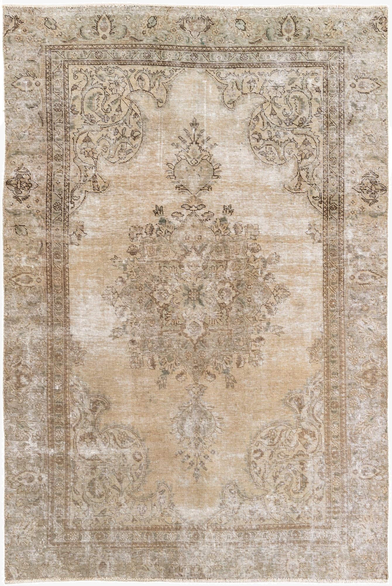  5' 9 x 8' 8  Hand Knotted Ultra Vintage Persian Wool Rug