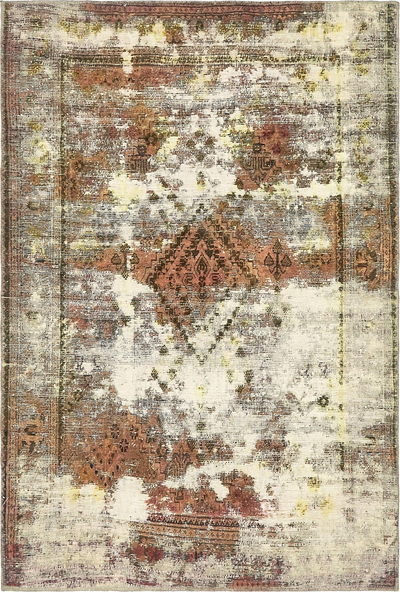  4' 3 x 6' 4  Hand Knotted Ultra Vintage Persian Wool Rug