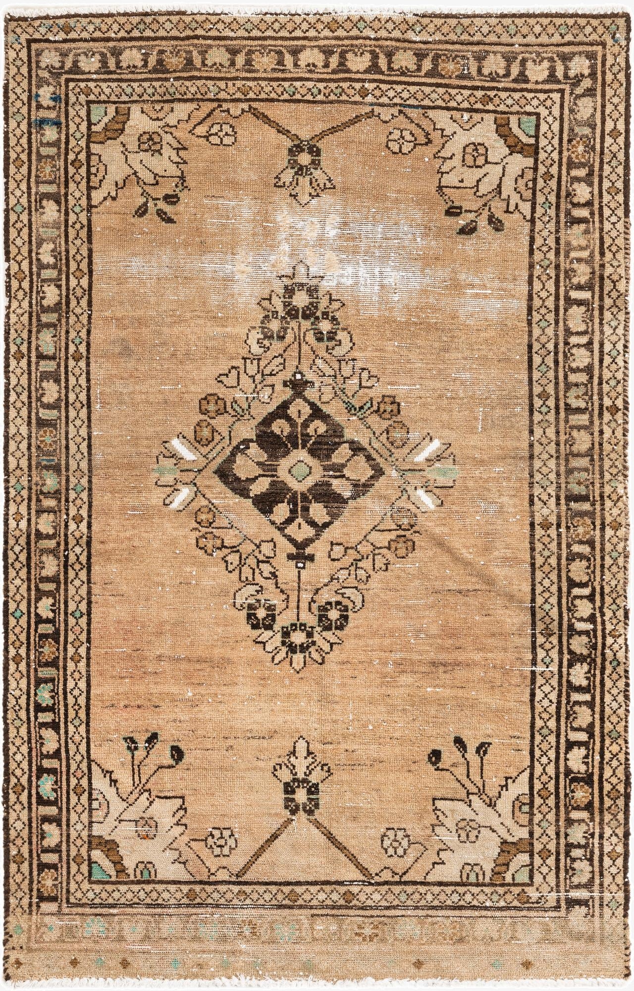  3' 2 x 4' 10  Hand Knotted Ultra Vintage Persian Wool Rug