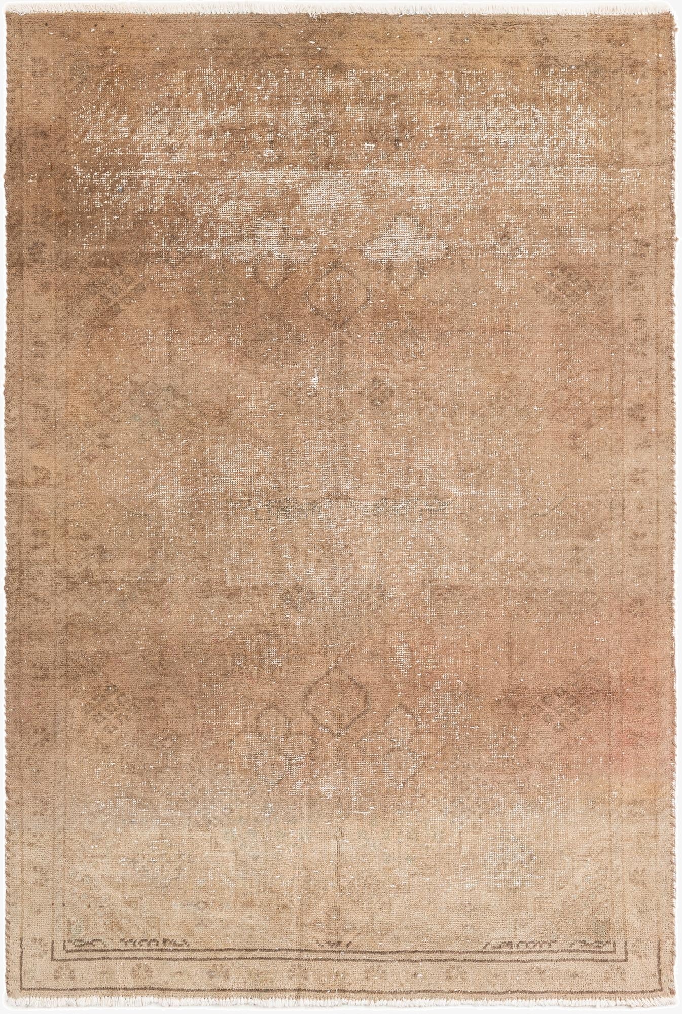  4' 2 x 6' 2  Hand Knotted Ultra Vintage Persian Wool Rug