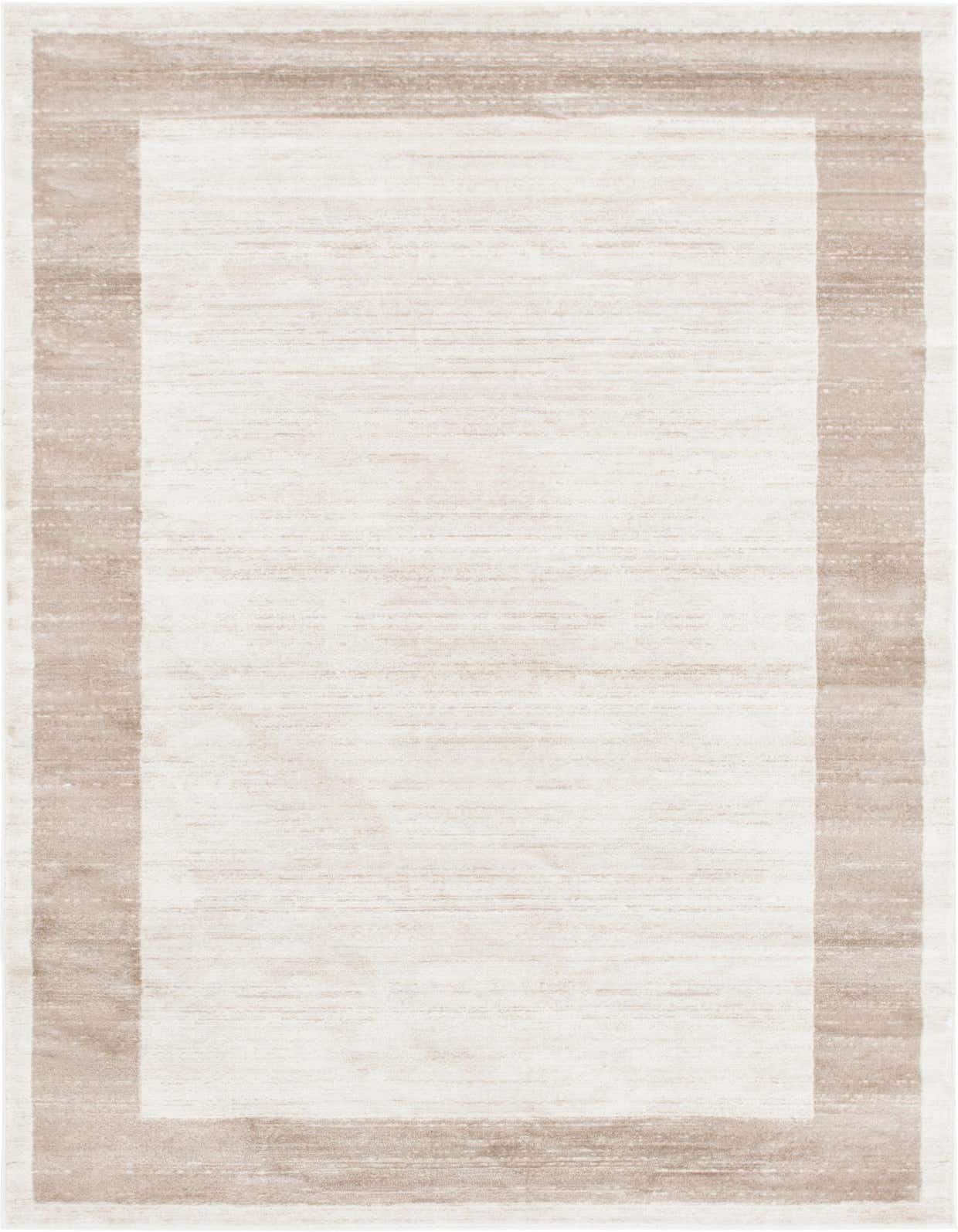 A 5x8 rectangular Uptown Collection rug featuring a cream center with a textured pile, framed by a wide, light brown border.