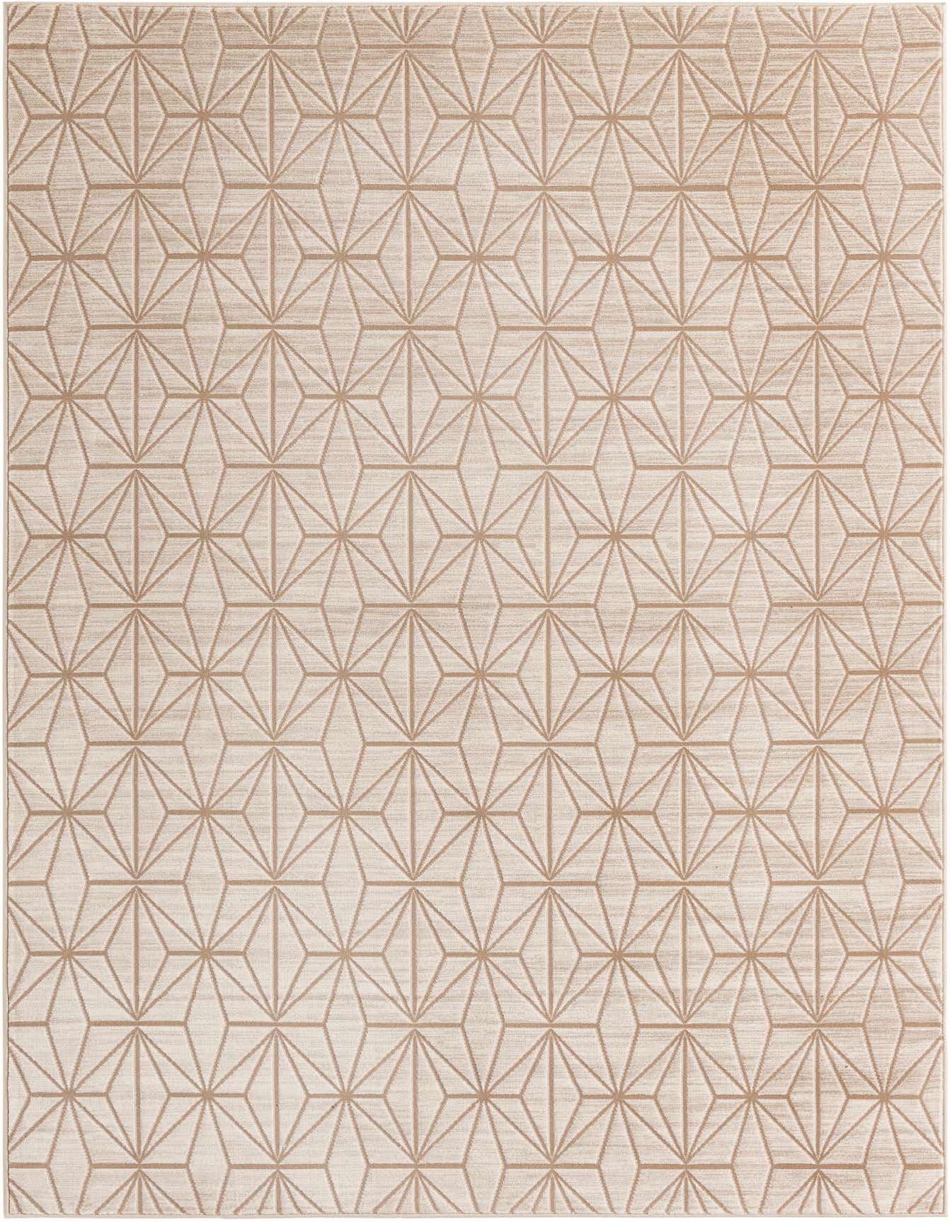 A 6x9 rectangular Uptown rug featuring a modern geometric pattern in brown and ivory tones with a textured pile.