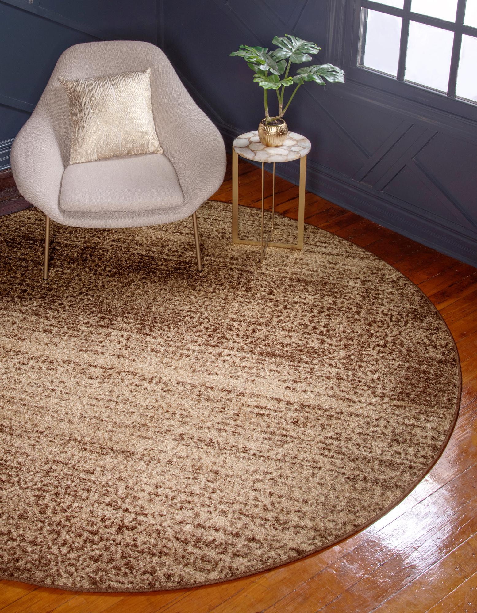 Beige 8' x 8' Equinox Round Rug | Rugs.com