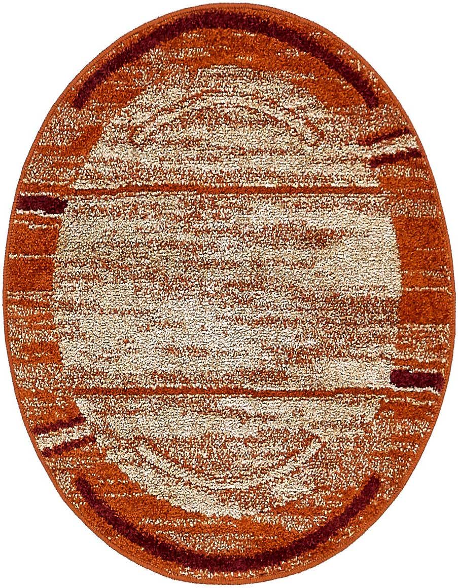 A 3' 0 x 3' 0 round Equinox rug featuring a modern stripe pattern in browns, tans, and ivories.