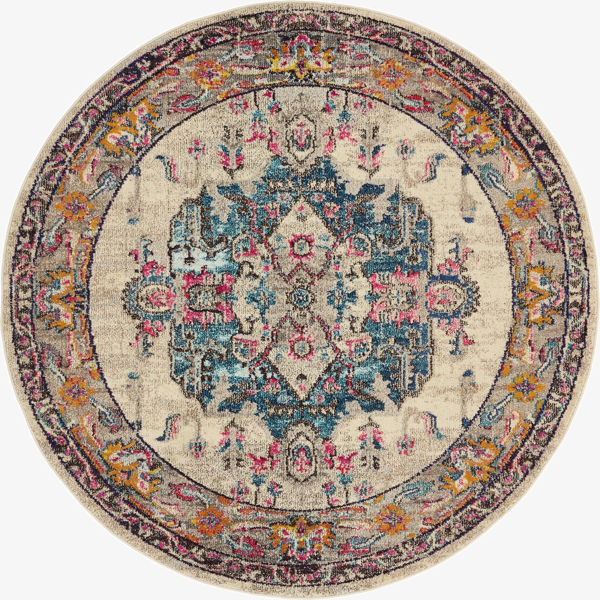  6' x 6'  Washable Fleur Round Rug