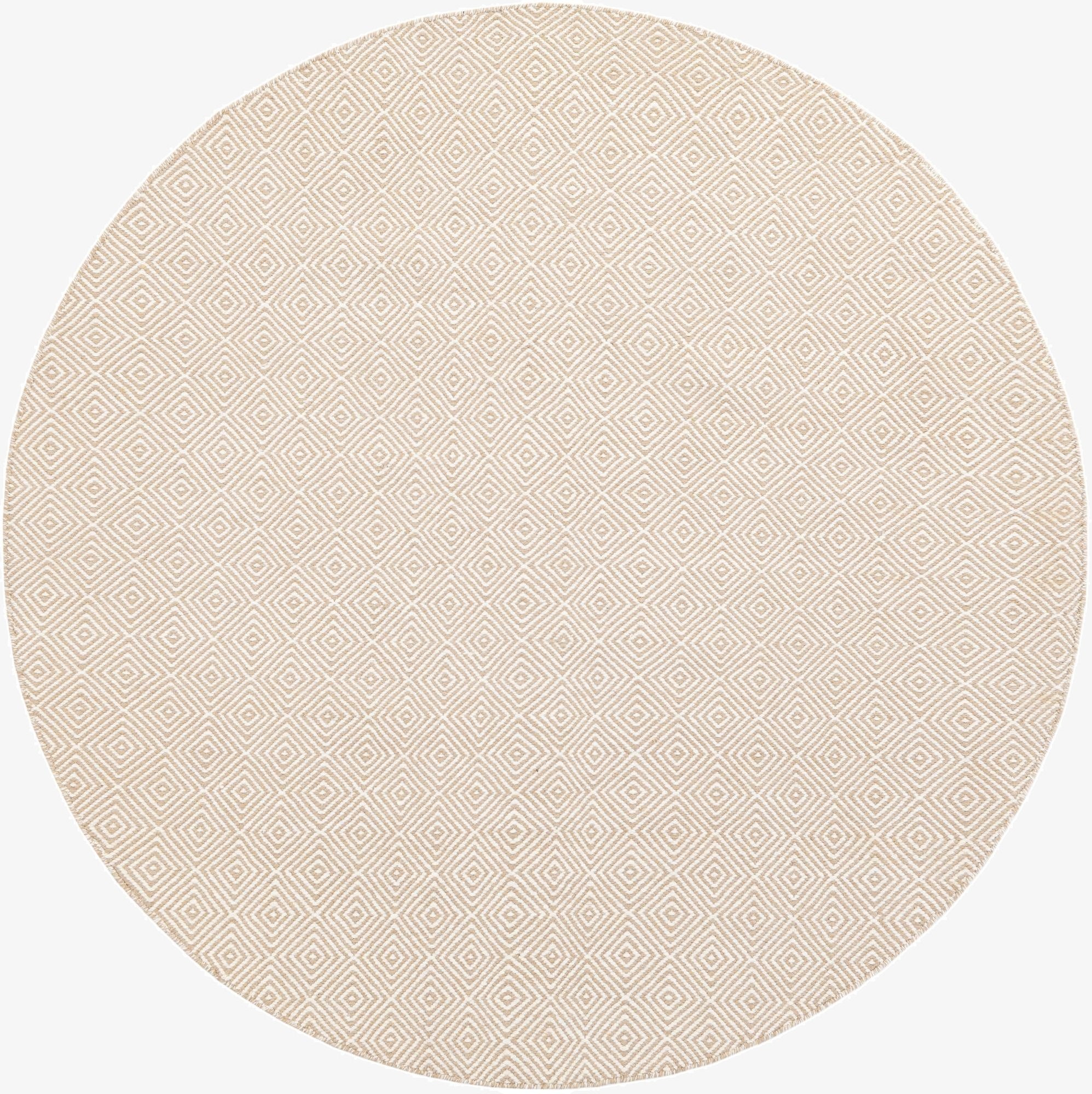  6' 1 x 6' 1  Hand Woven Geo Trellis Flatweave Round Rug