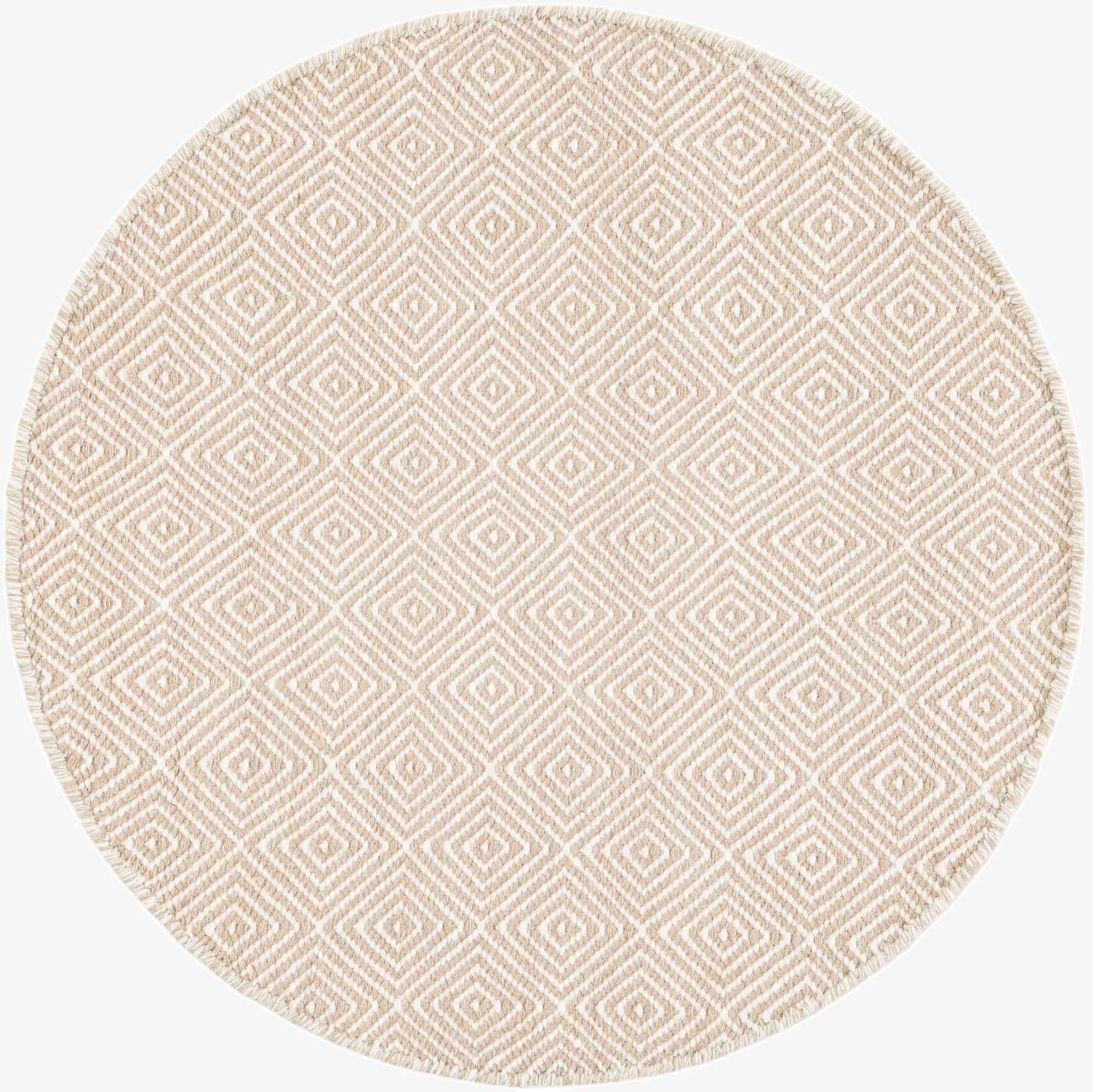  3' 1 x 3' 1  Hand Woven Geo Trellis Flatweave Round Rug