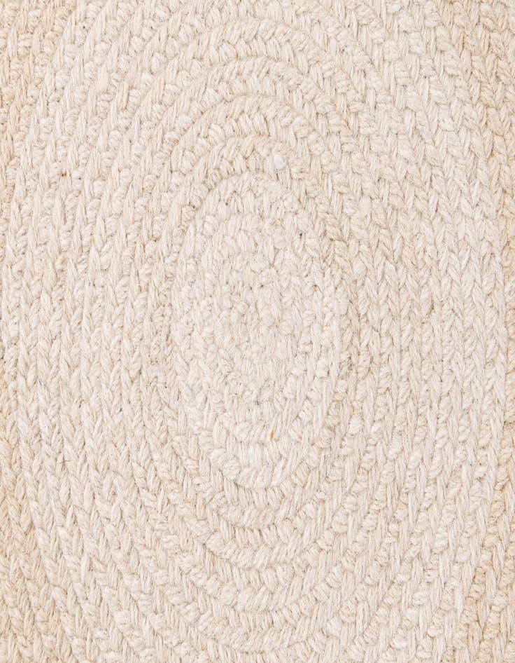 Detail image of  2' 11 x 3'  Hand Woven Hand Braided Rainbow Wool Round Rug