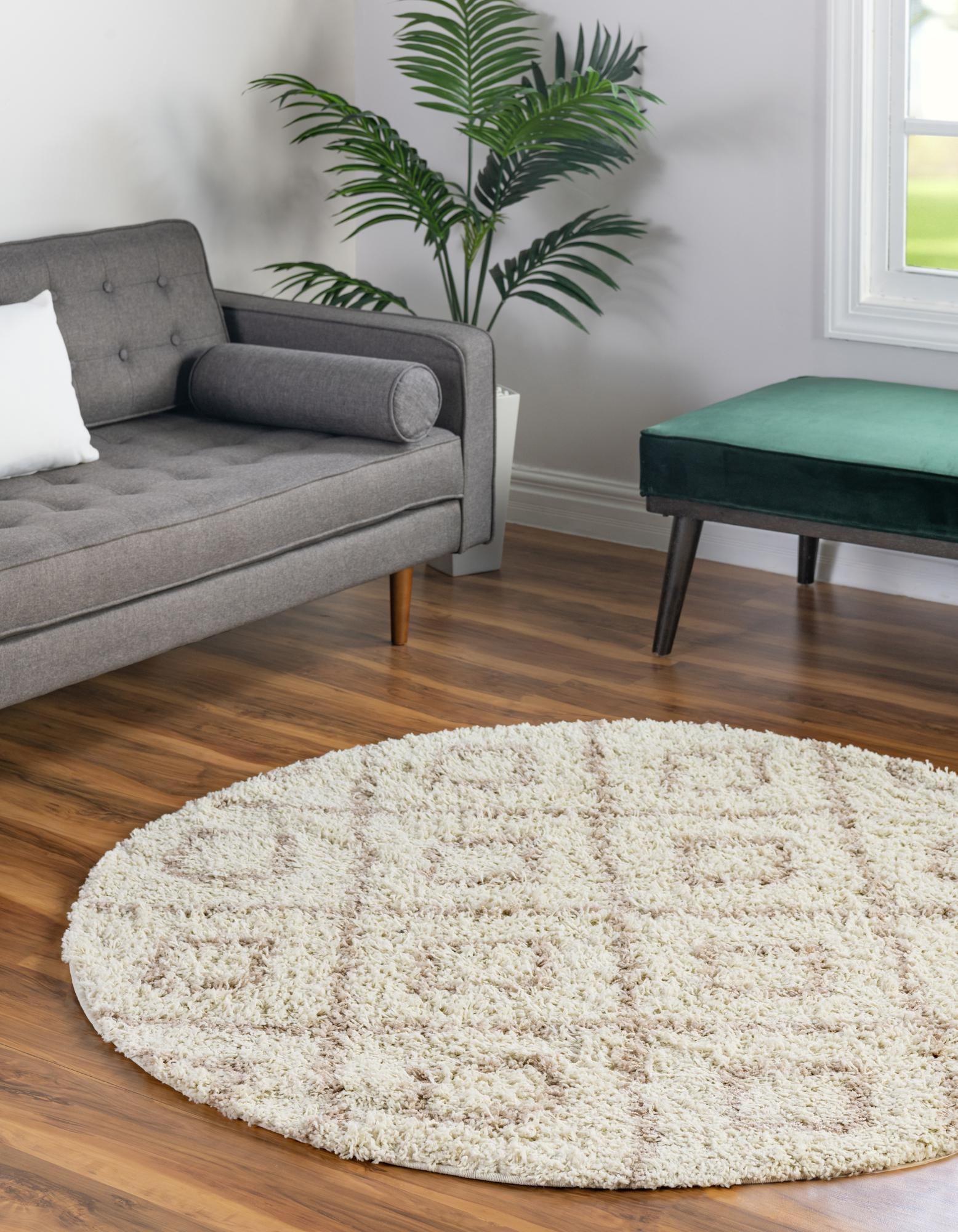  3' 3 x 3' 3 Lattice Shag Round Rug