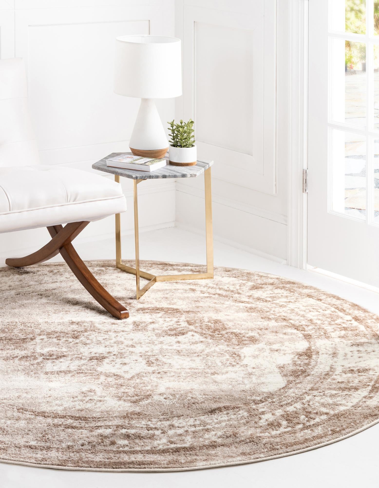 Beige 7' 10 x 7' 10 Monte Carlo Round Rug | Rugs.com