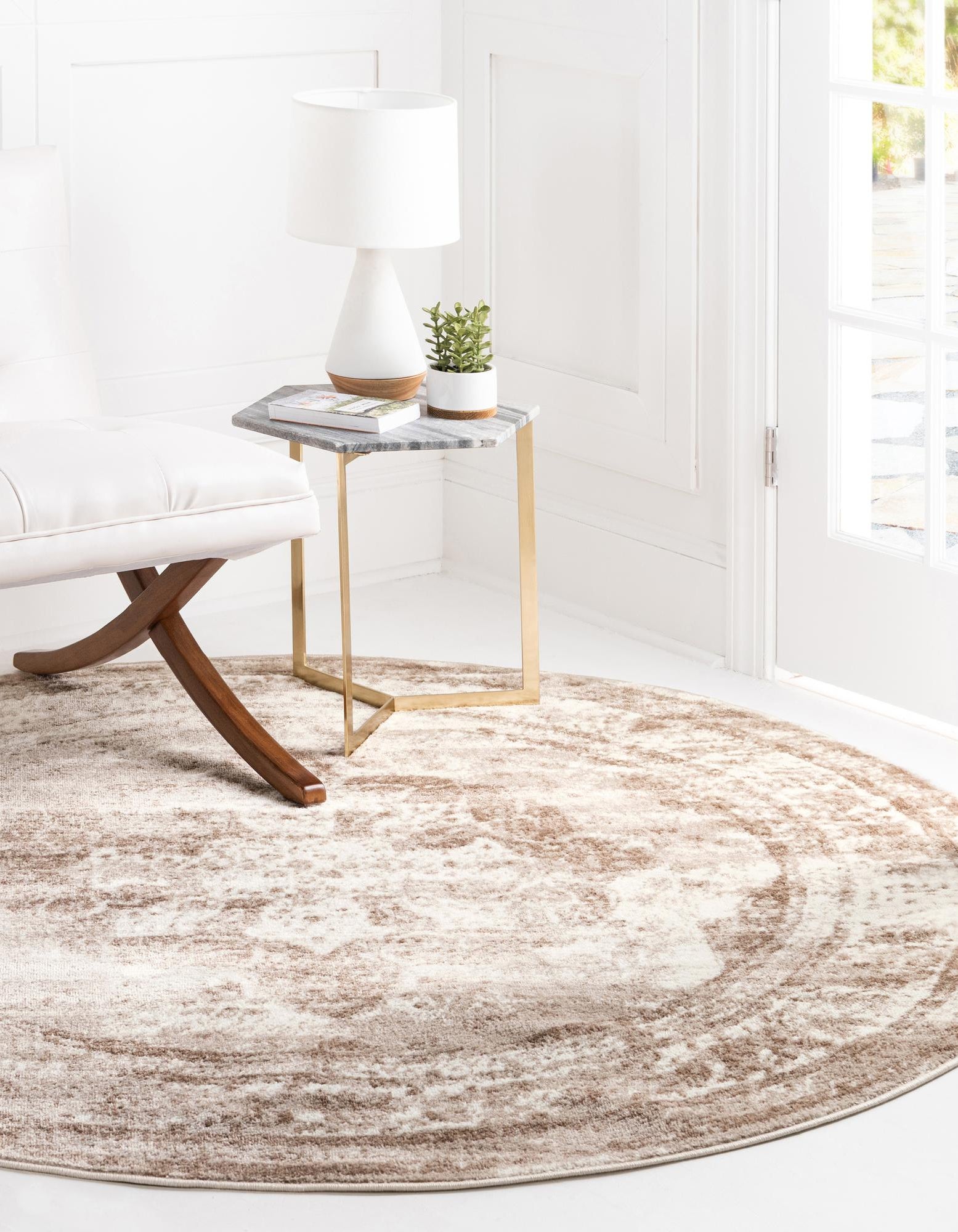 Beige 7' 10 x 7' 10 Monte Carlo Round Rug | Rugs.com