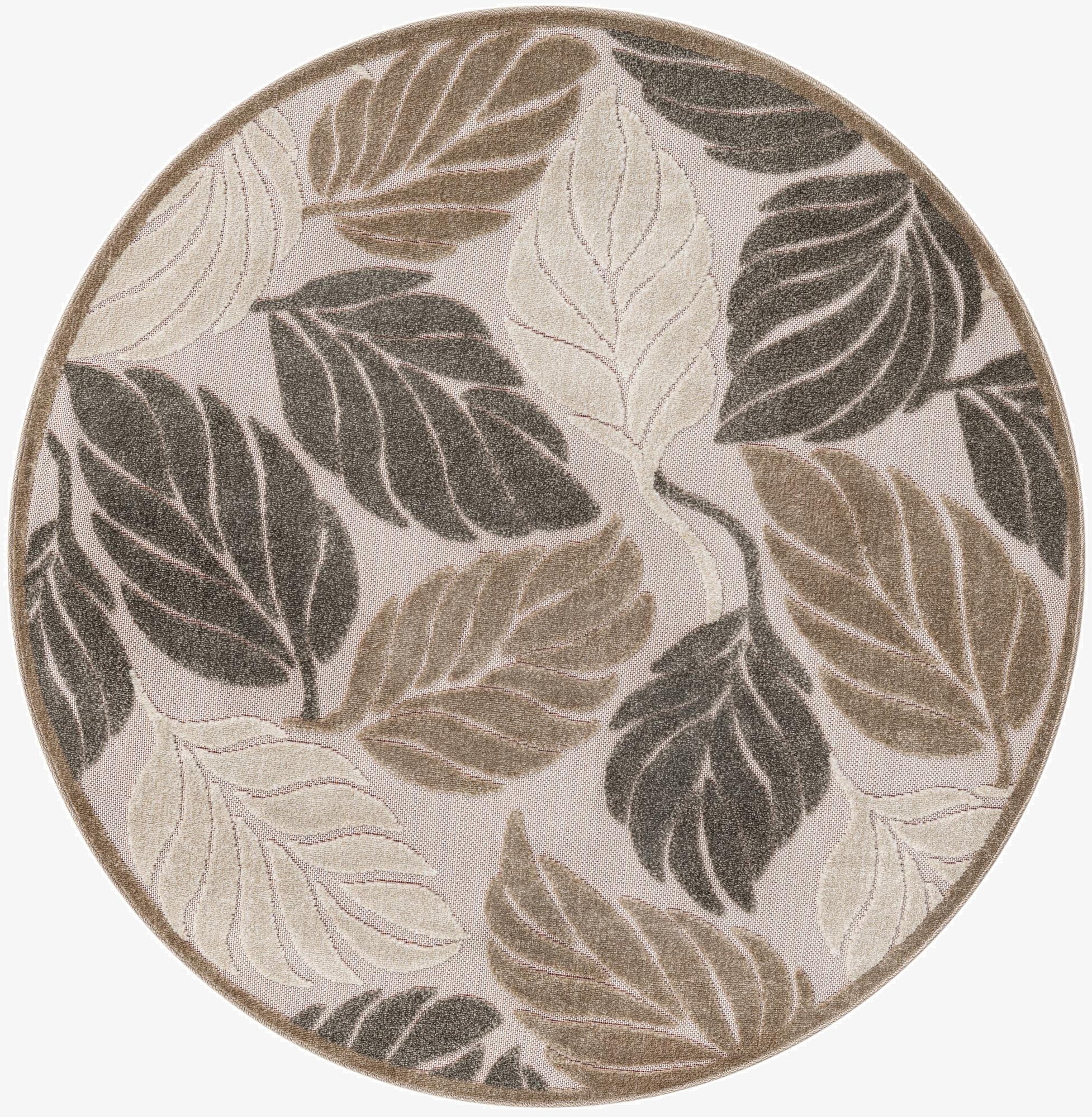  5' 3 x 5' 3  Washable Botanical Indoor / Outdoor Round Rug