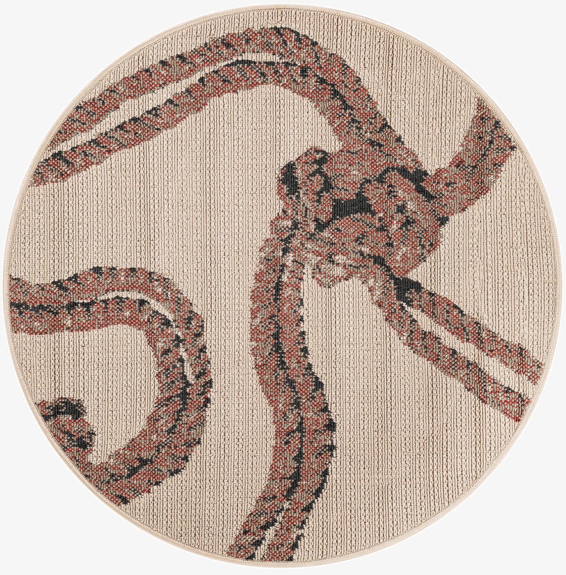  3' x 3'  Washable Coastal Indoor / Outdoor Round Rug