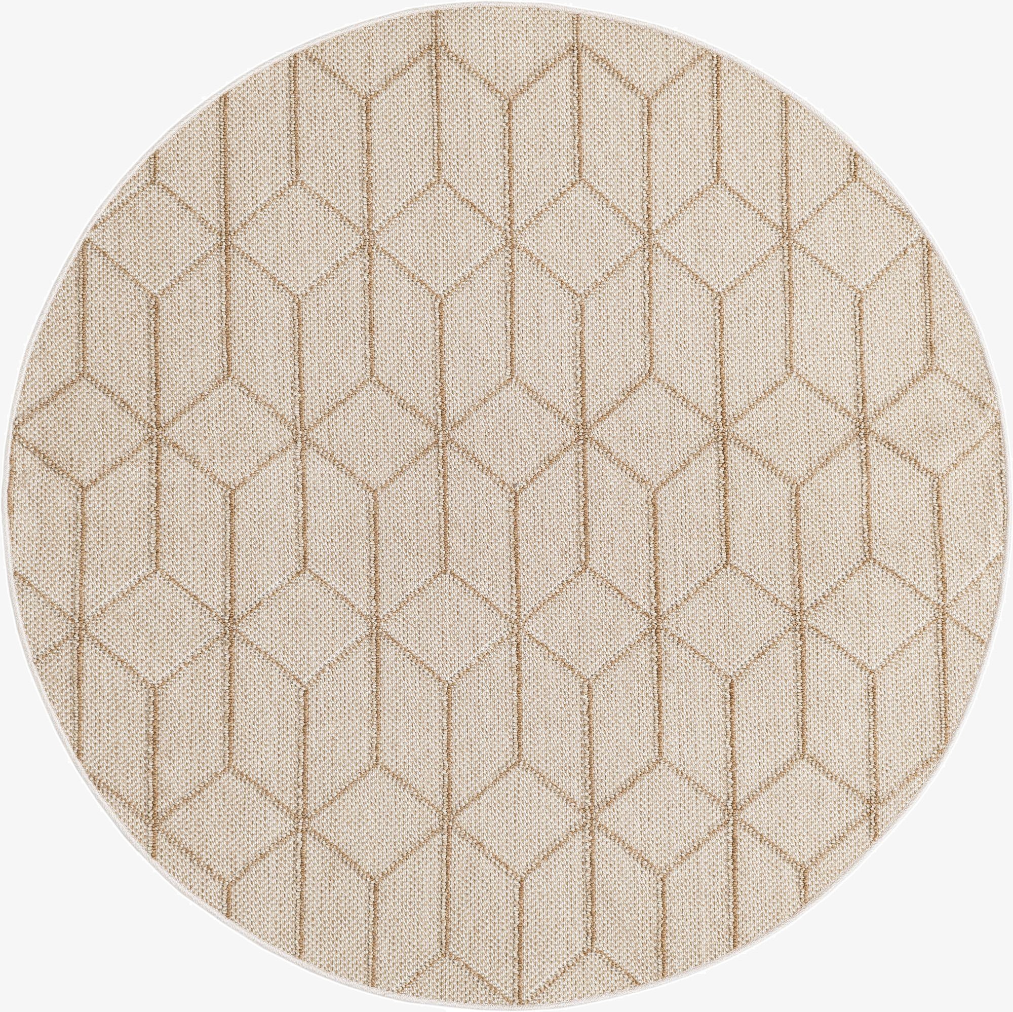 5' 3 x 5' 3  Washable Lattice Indoor / Outdoor Round Rug