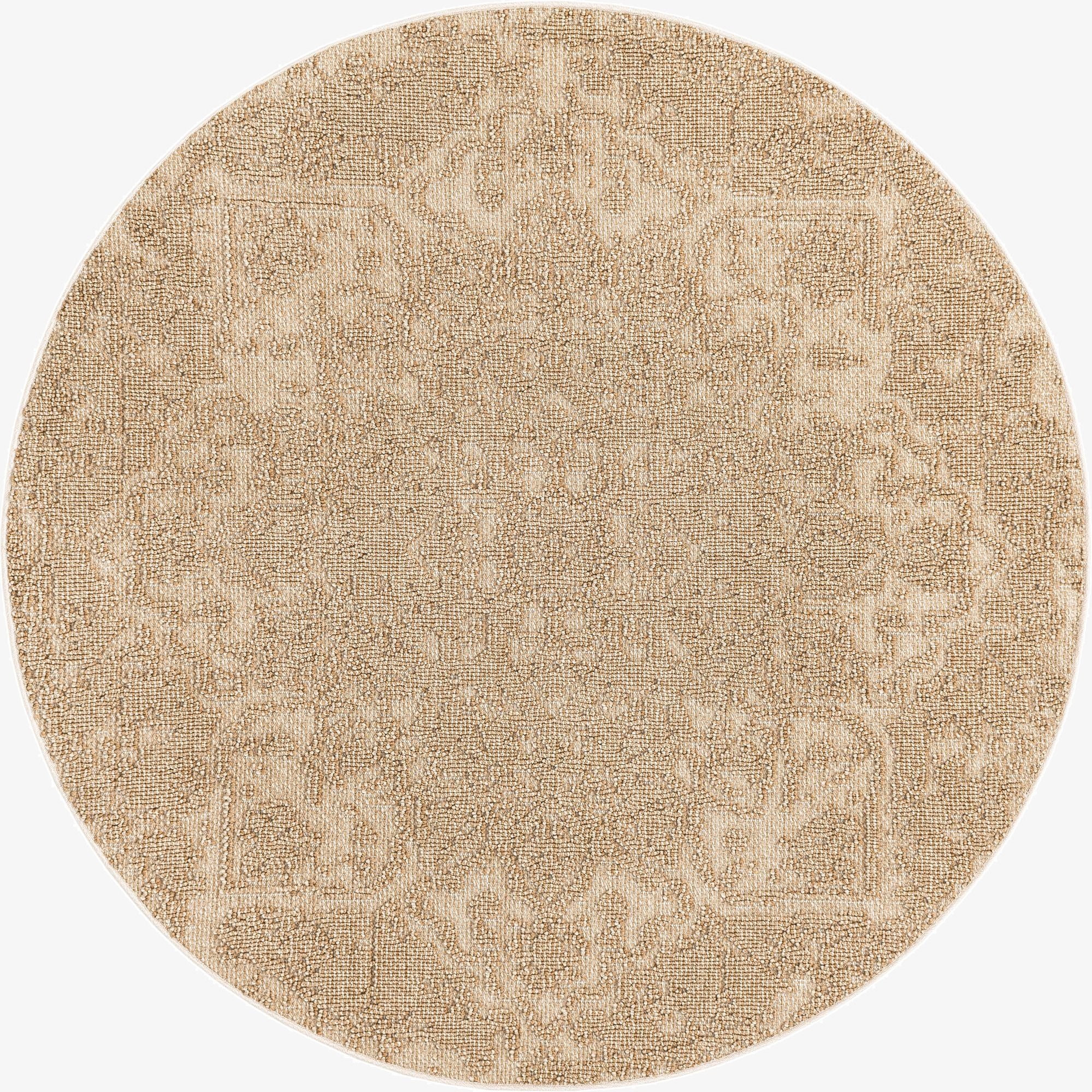  5' 3 x 5' 3  Washable Traditional Indoor / Outdoor Round Rug