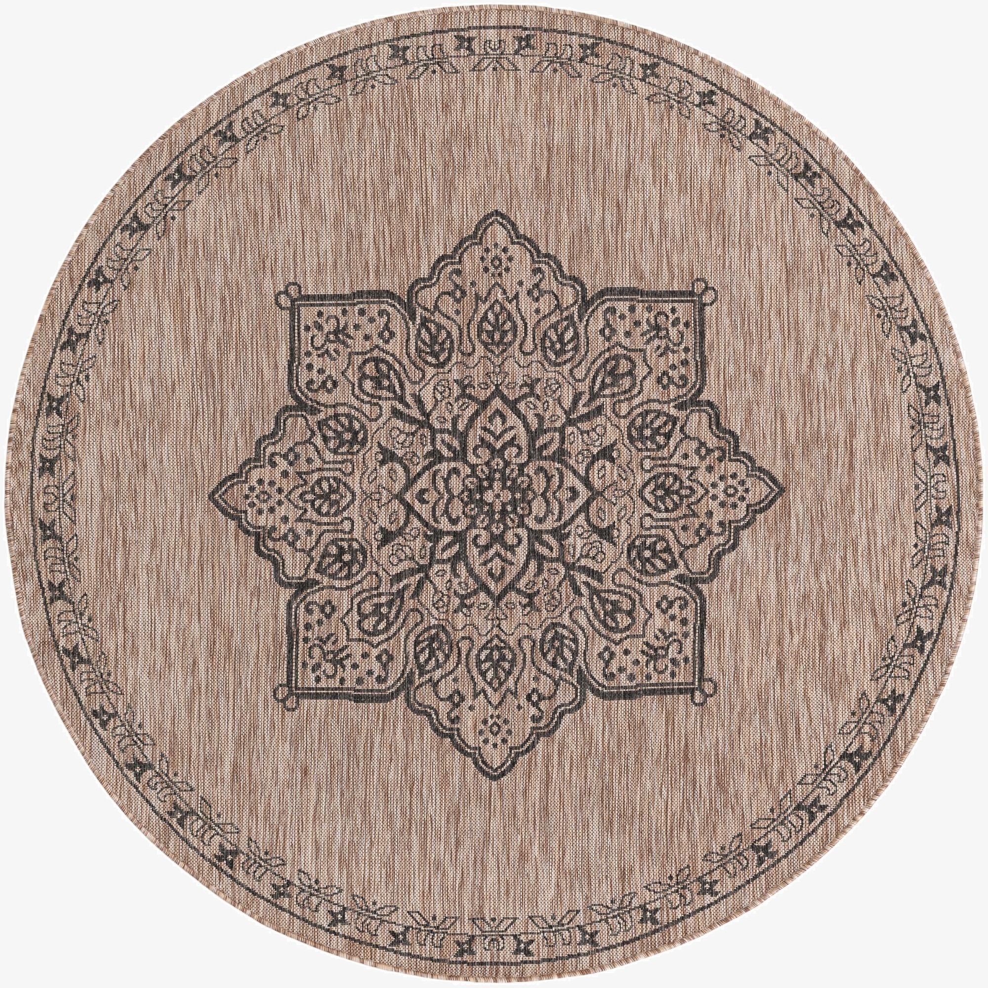  6' x 6'  Washable Traditional Indoor / Outdoor Round Rug