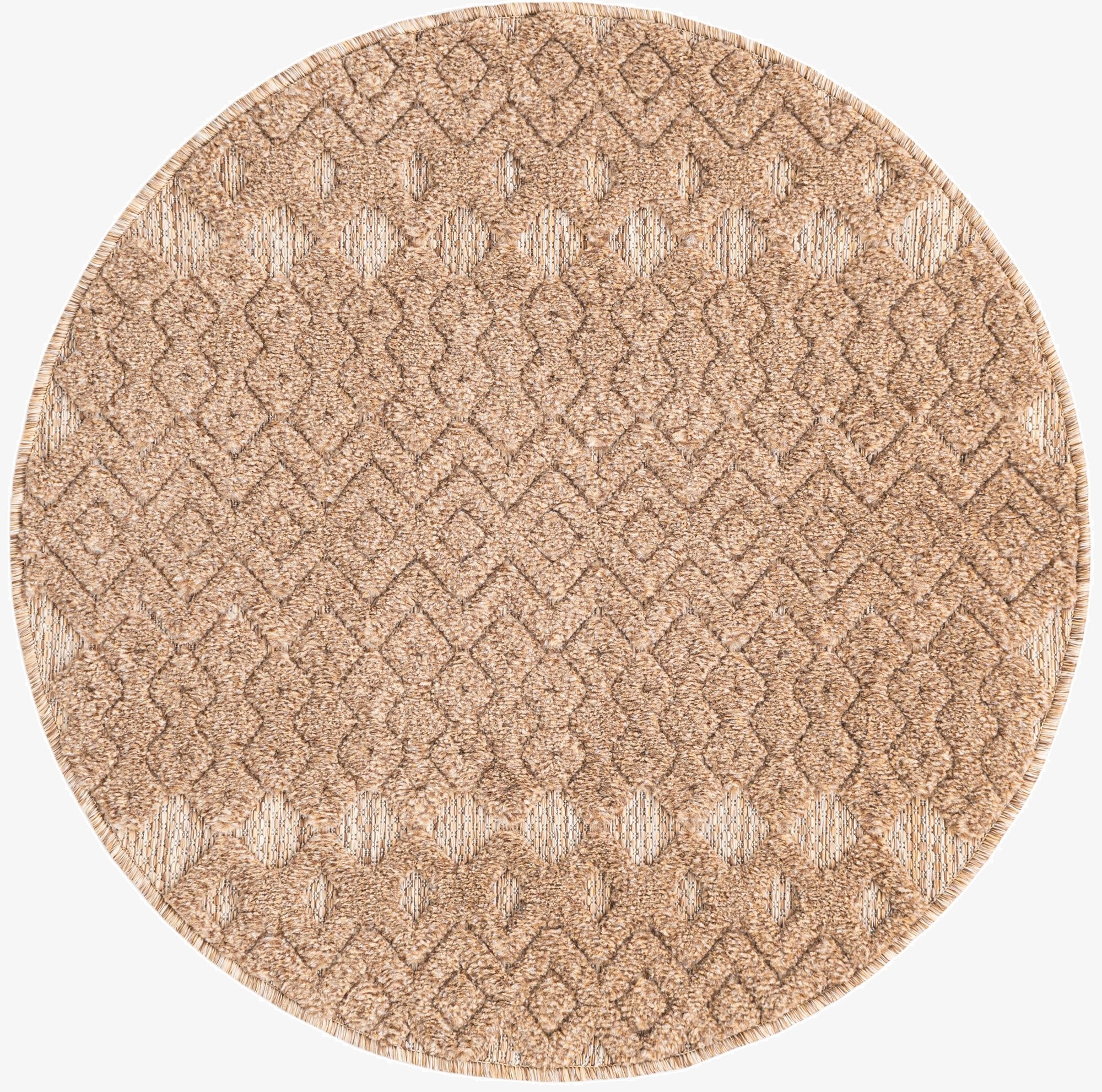  3' x 3'  Washable Trellis Textured Indoor / Outdoor Round Rug