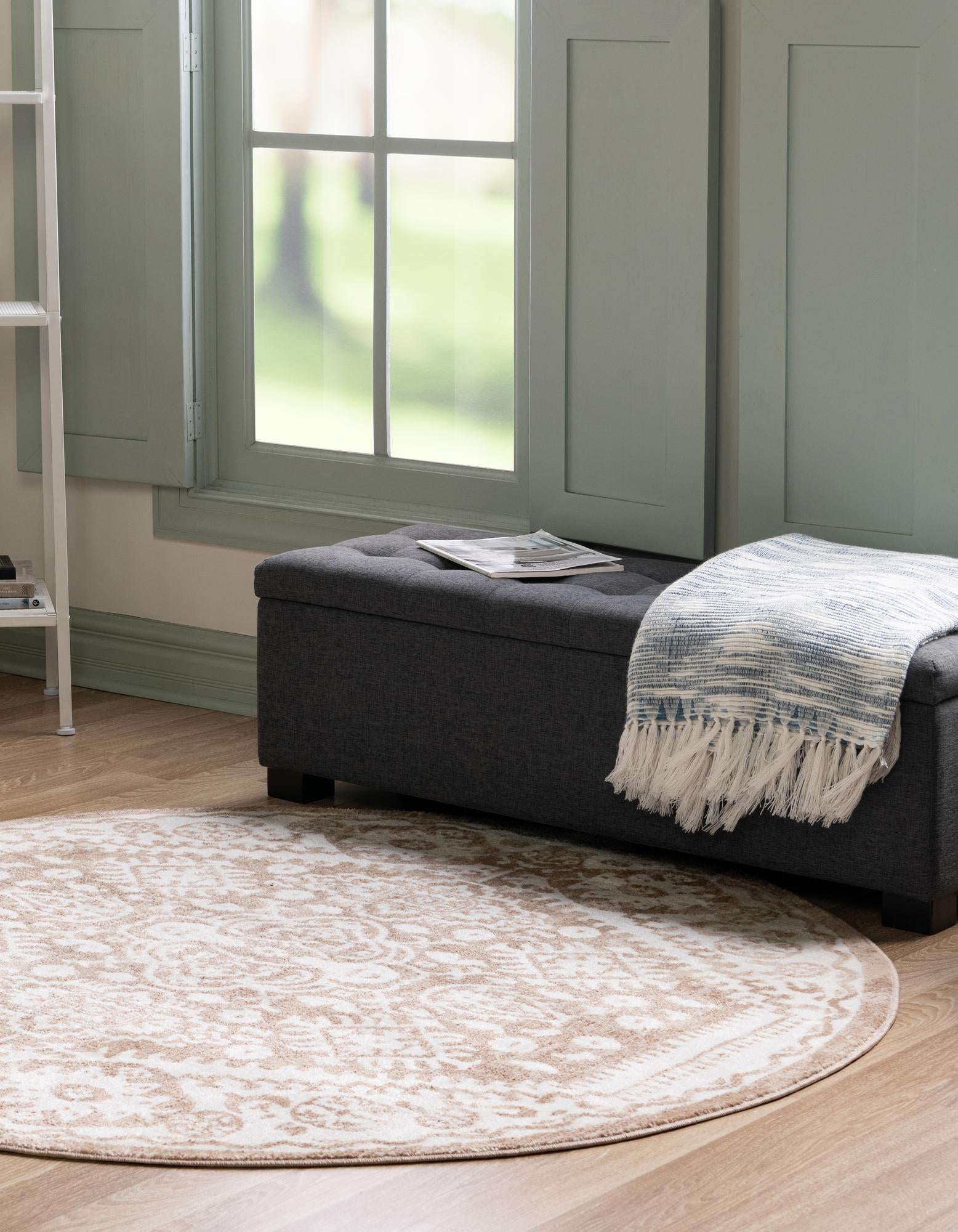 Beige 5' x 5' Oxford Round Rug | Rugs.com