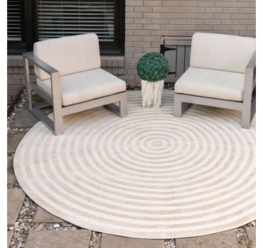 Beige 8' x 8' Sabrina Soto Prescott Indoor / Outdoor Round Rug | Rugs.com