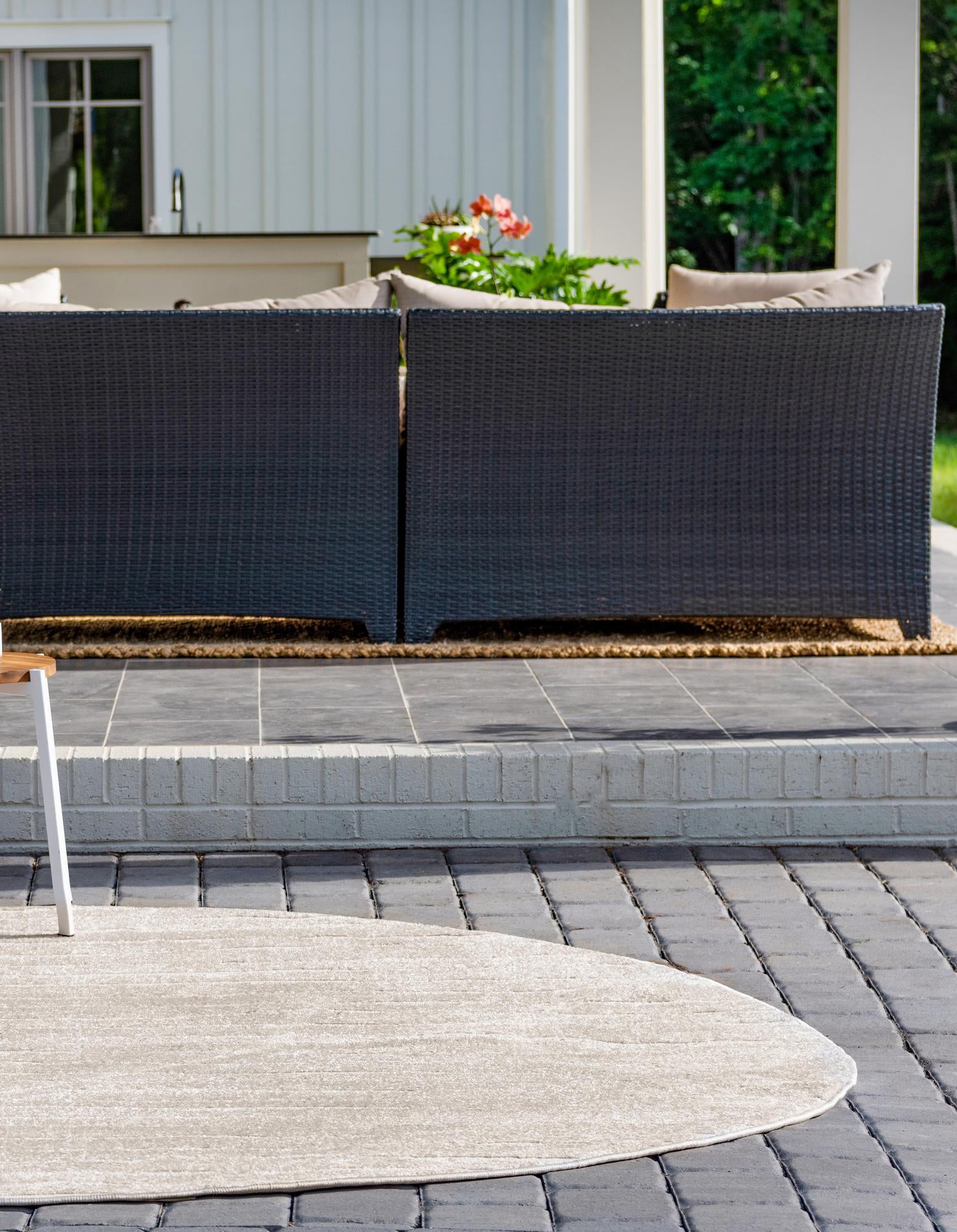 Beige 8' x 8' Orchid Sabrina Soto Ola Indoor / Outdoor Round Rug | Rugs.com