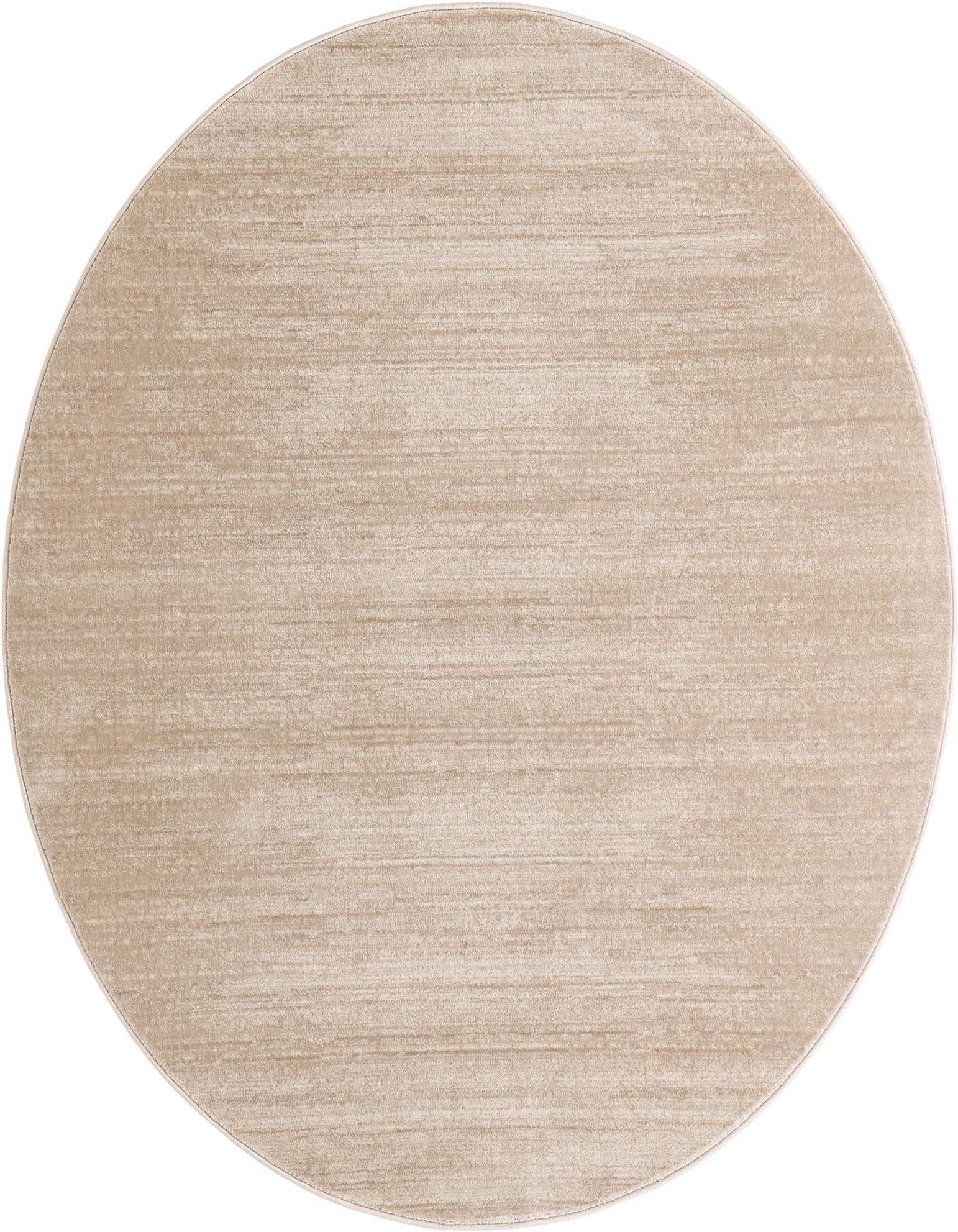 A 5' 3 round, textured area rug in varying shades of brown and tan, featuring a subtle modern striped pattern.