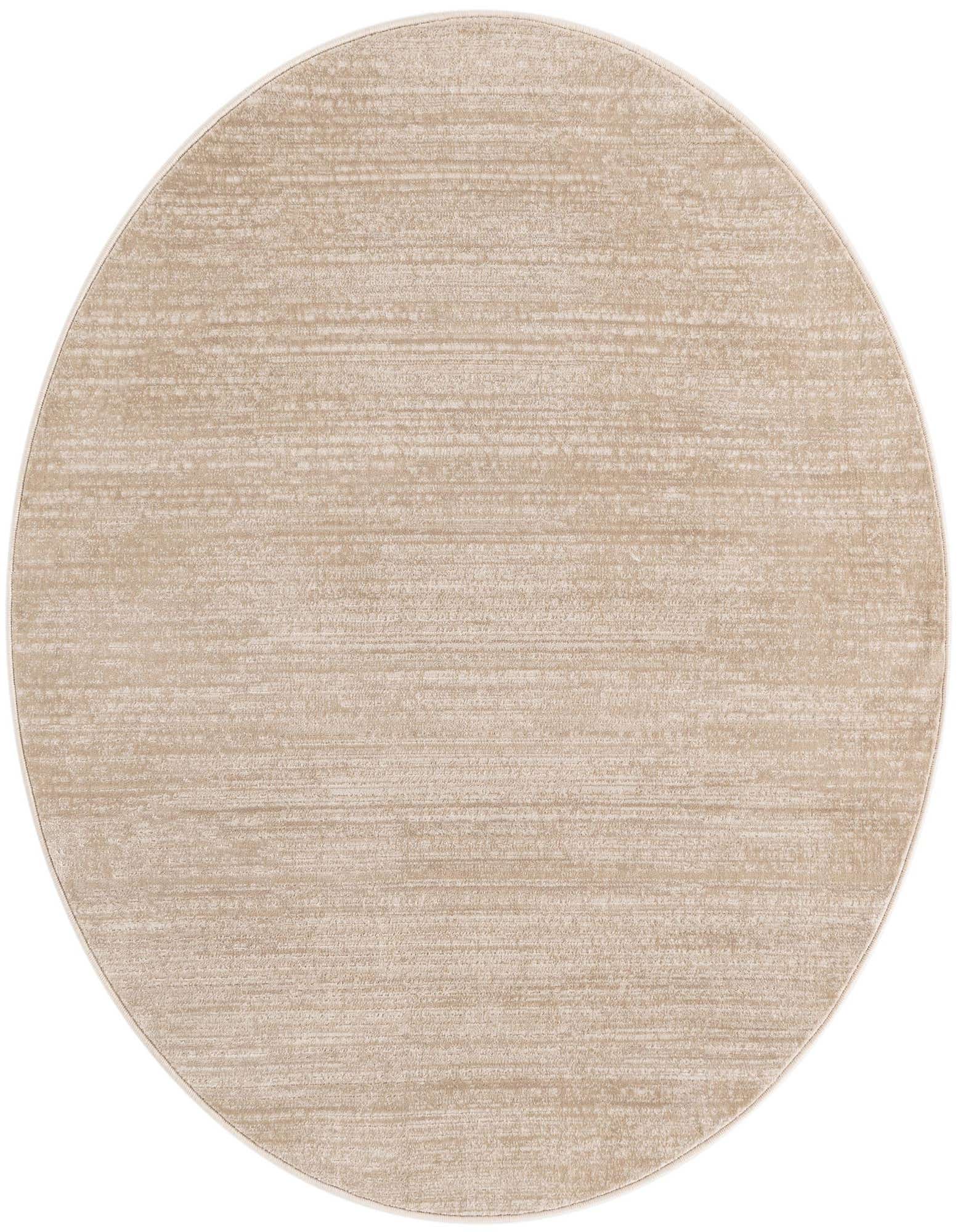 A 4' round modern rug in varying shades of brown and tan, featuring a subtle textured pattern.