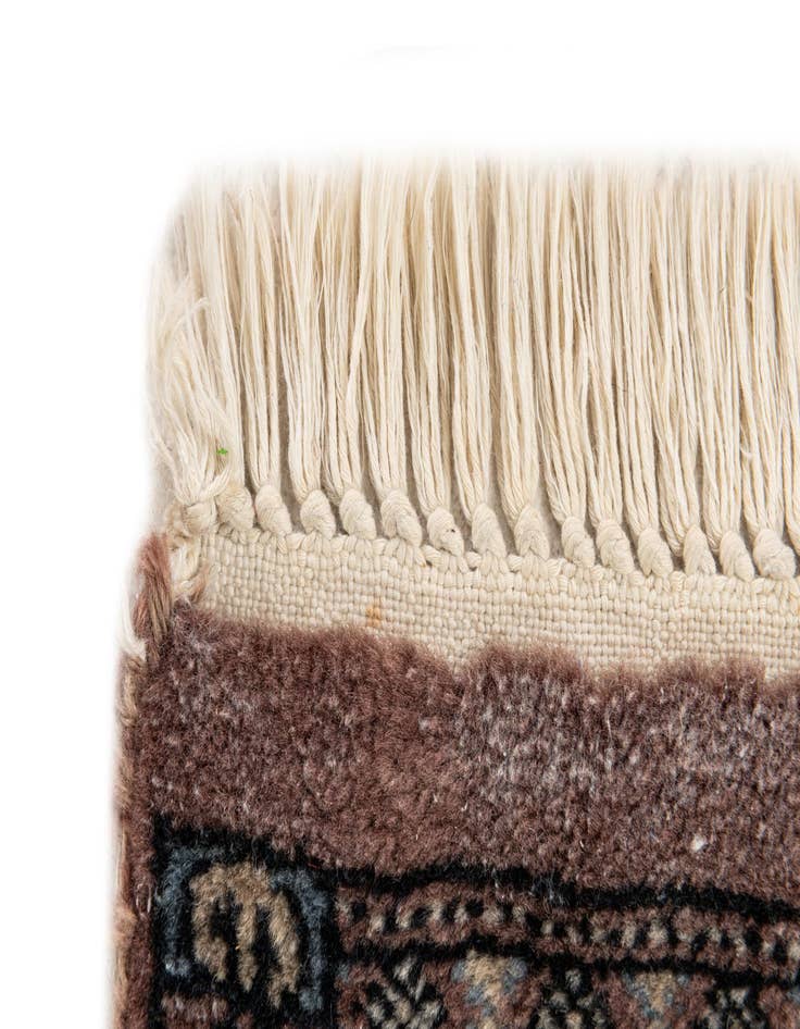 Detail image of  1' x 4'  Hand Knotted Bokhara Oriental Wool Runner Rug