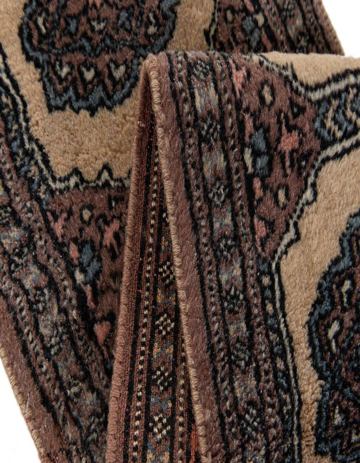 Detail image of  1' x 4'  Hand Knotted Bokhara Oriental Wool Runner Rug