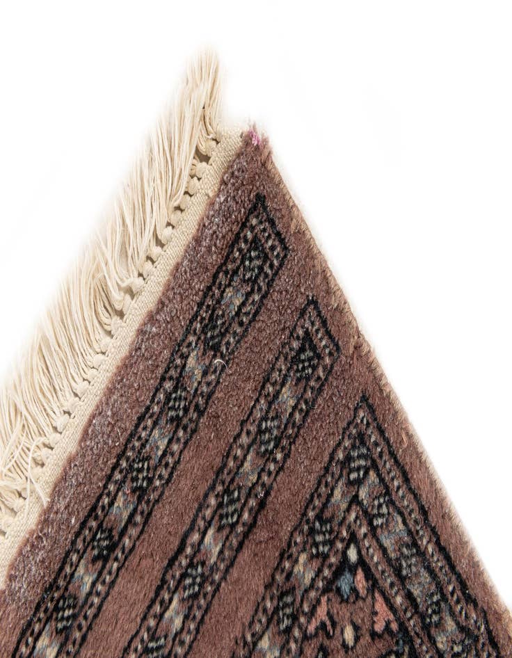 Detail image of  1' x 4'  Hand Knotted Bokhara Oriental Wool Runner Rug