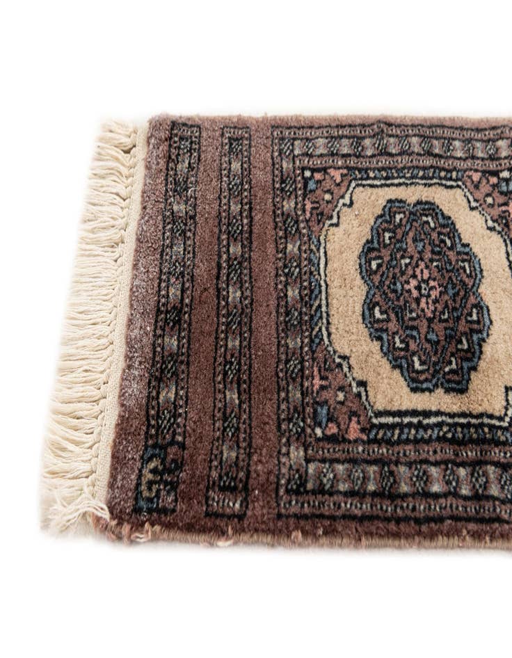 Detail image of  1' x 4'  Hand Knotted Bokhara Oriental Wool Runner Rug