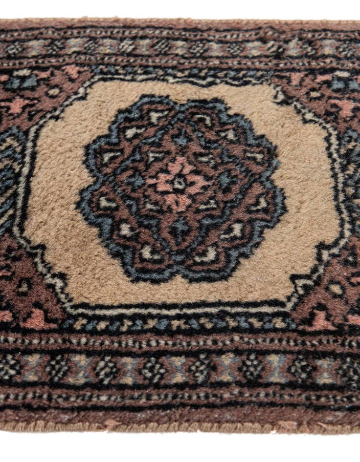 Detail image of  1' x 4'  Hand Knotted Bokhara Oriental Wool Runner Rug
