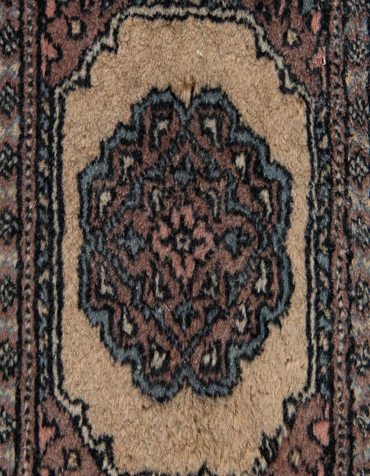 Detail image of  1' x 4'  Hand Knotted Bokhara Oriental Wool Runner Rug