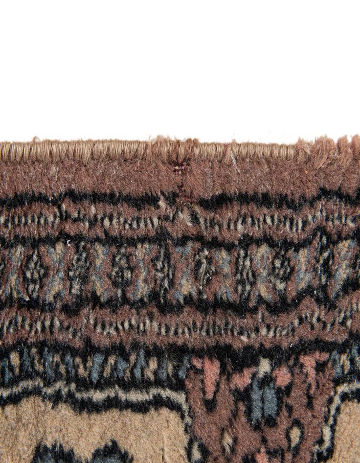 Detail image of  1' x 4'  Hand Knotted Bokhara Oriental Wool Runner Rug