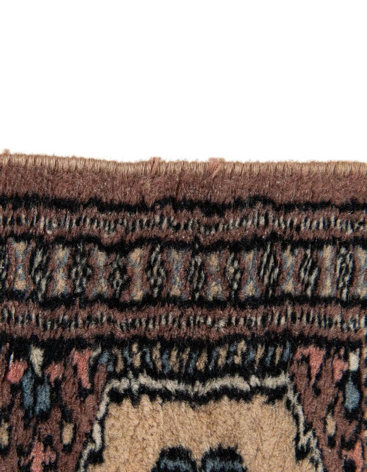 Detail image of  1' x 4'  Hand Knotted Bokhara Oriental Wool Runner Rug